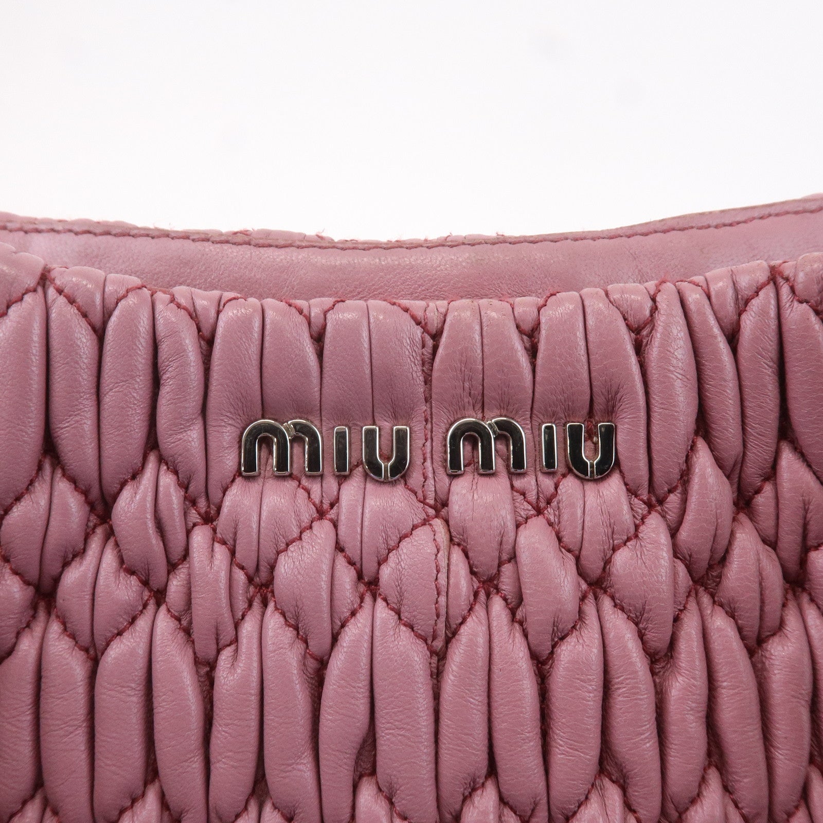 MIU MIU Leather Nappa Crystal 2WAY Bag Hand Bag Pink RN0896