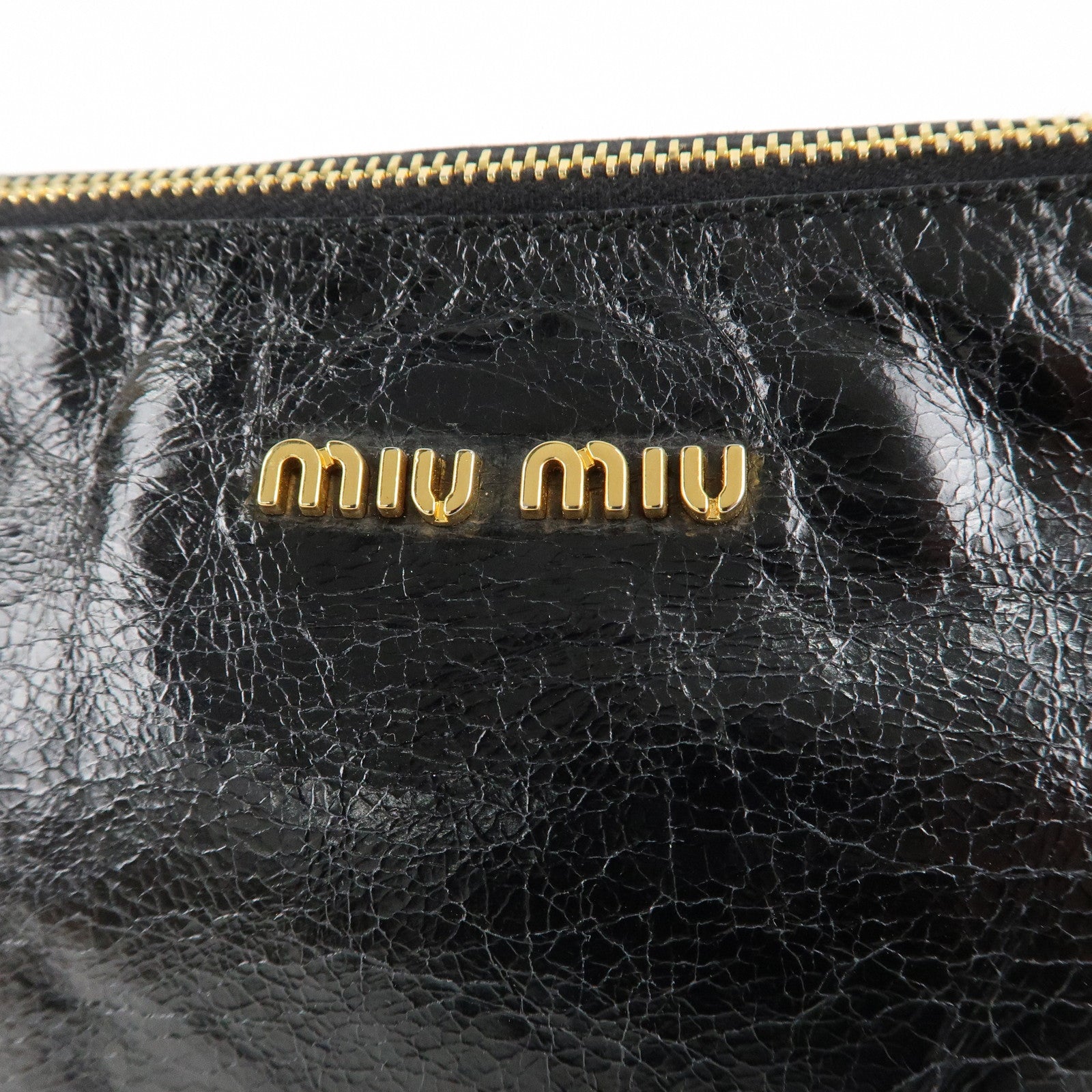 MIU MIU Leather Shoulder Bag Hand Bag Black