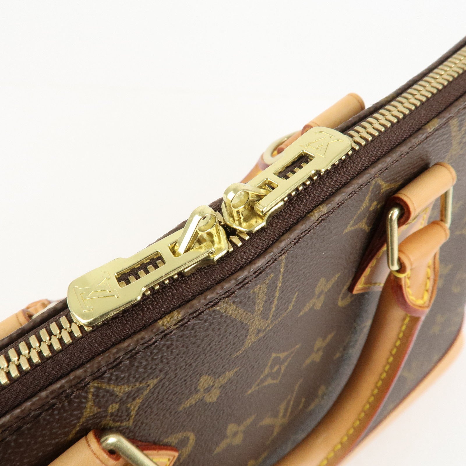 Louis Vuitton Monogram Alma Hand Bag Brown Gold Hardware M51130