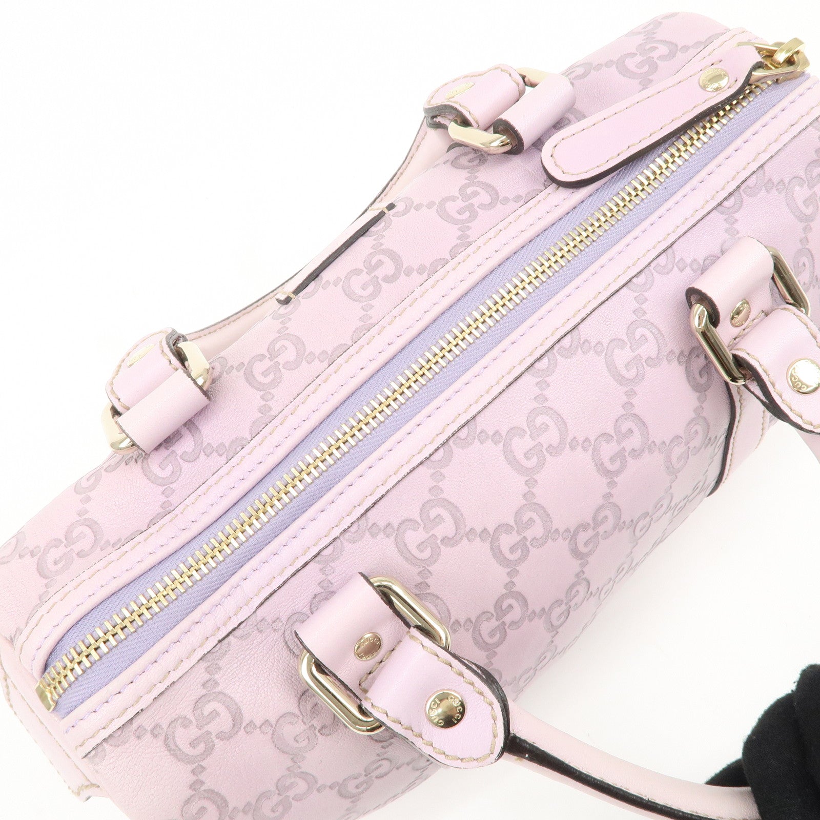 GUCCI Guccissima Leather Mini Boston Bag Light Purple 193604 Used