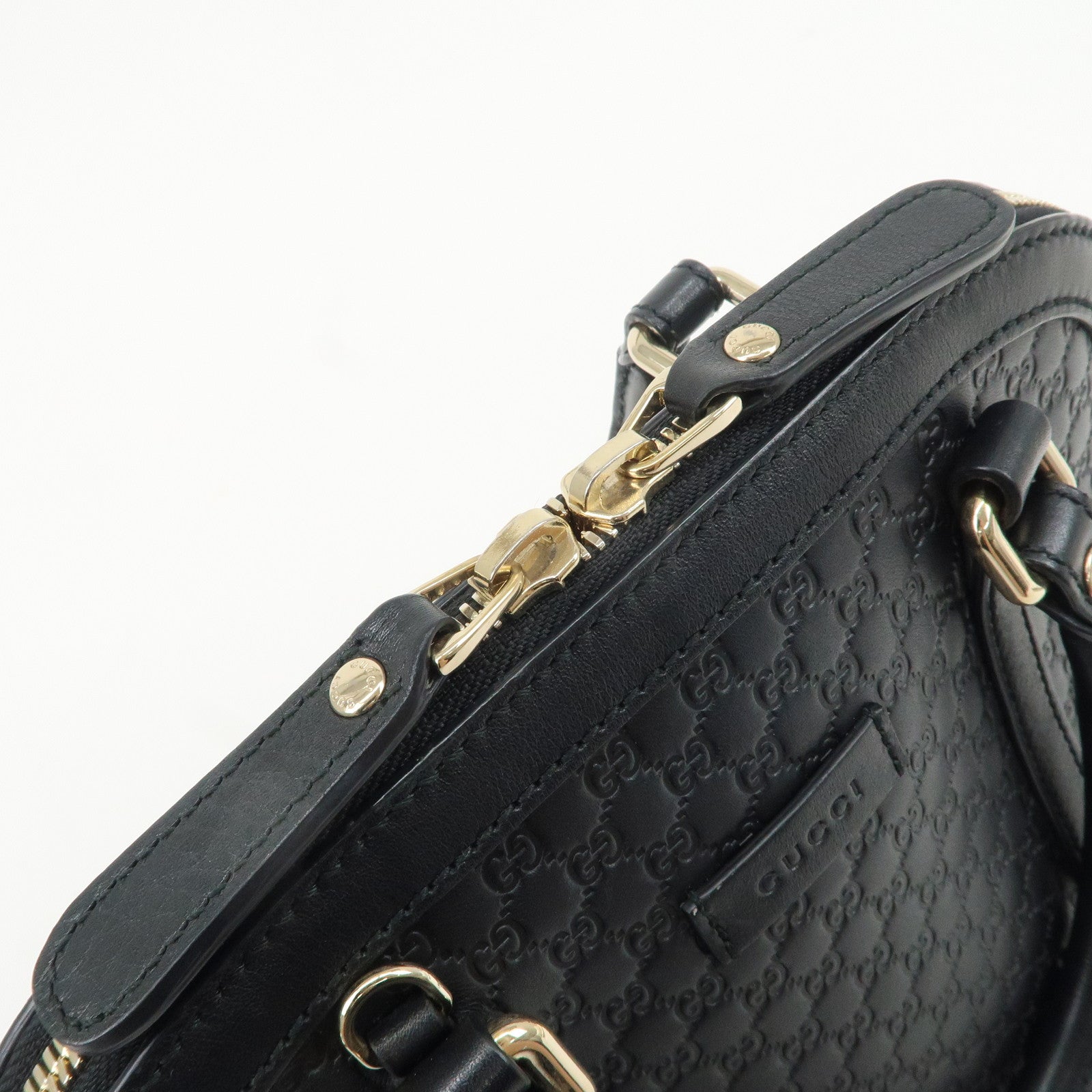 GUCCI Micro Guccissima Leather 2Way Shoulder Hand Bag Black 449654