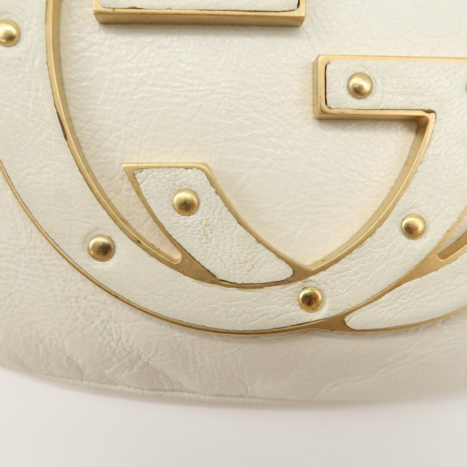 GUCCI Blondie Leather Shoulder Bag GG Logo White 121552 Used