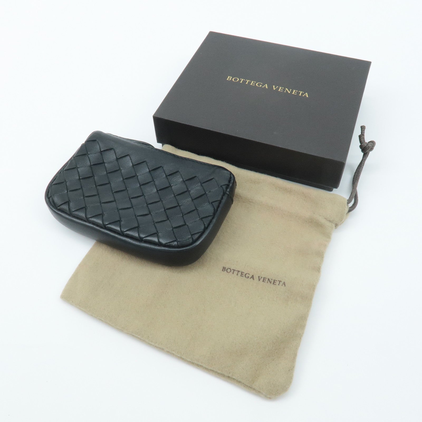 BOTTEGA VENETA Intrecciato Leather Coin Case Black 233808