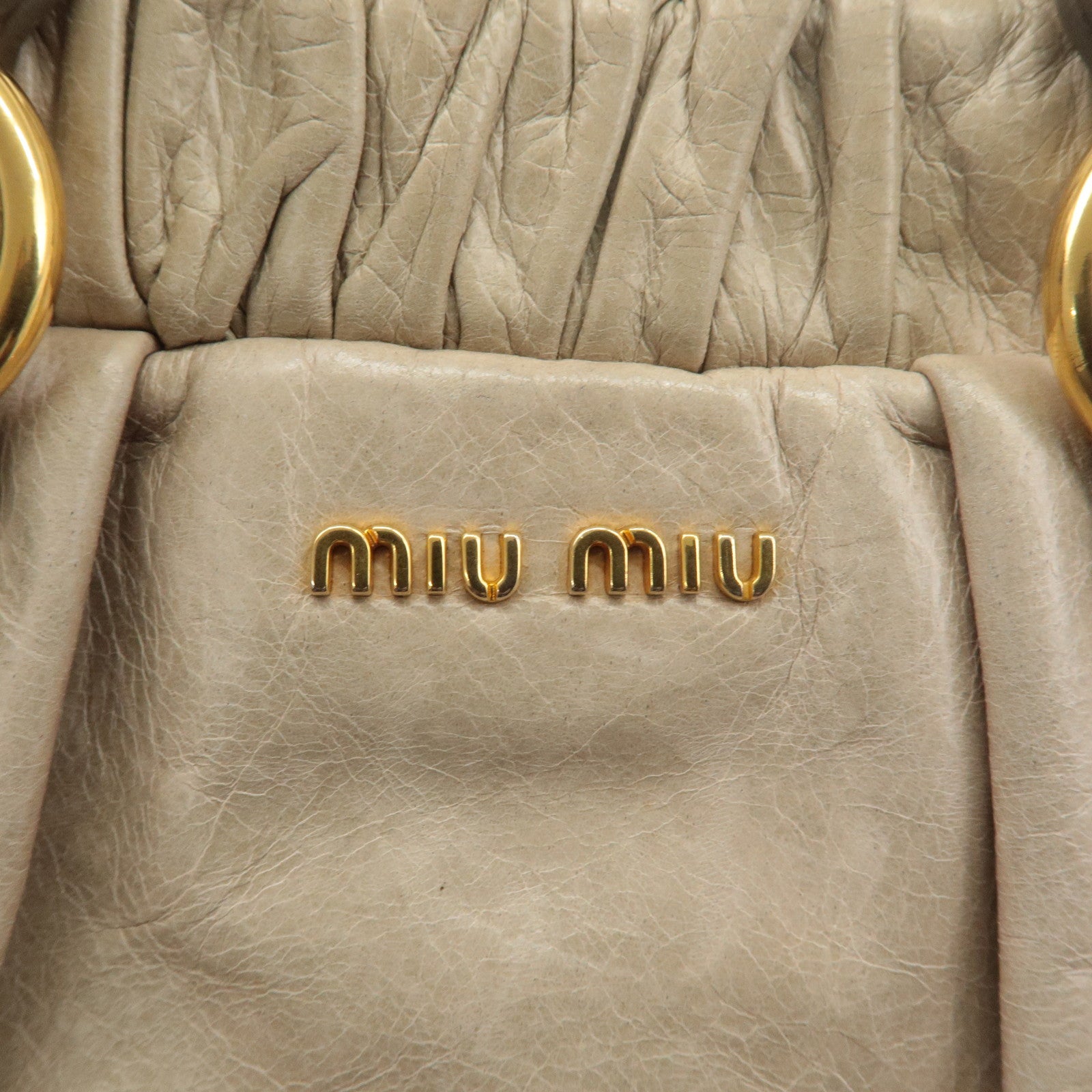 MIU MIU Leather 2Way Bag Hand Bag Shoulder Bag Light Green