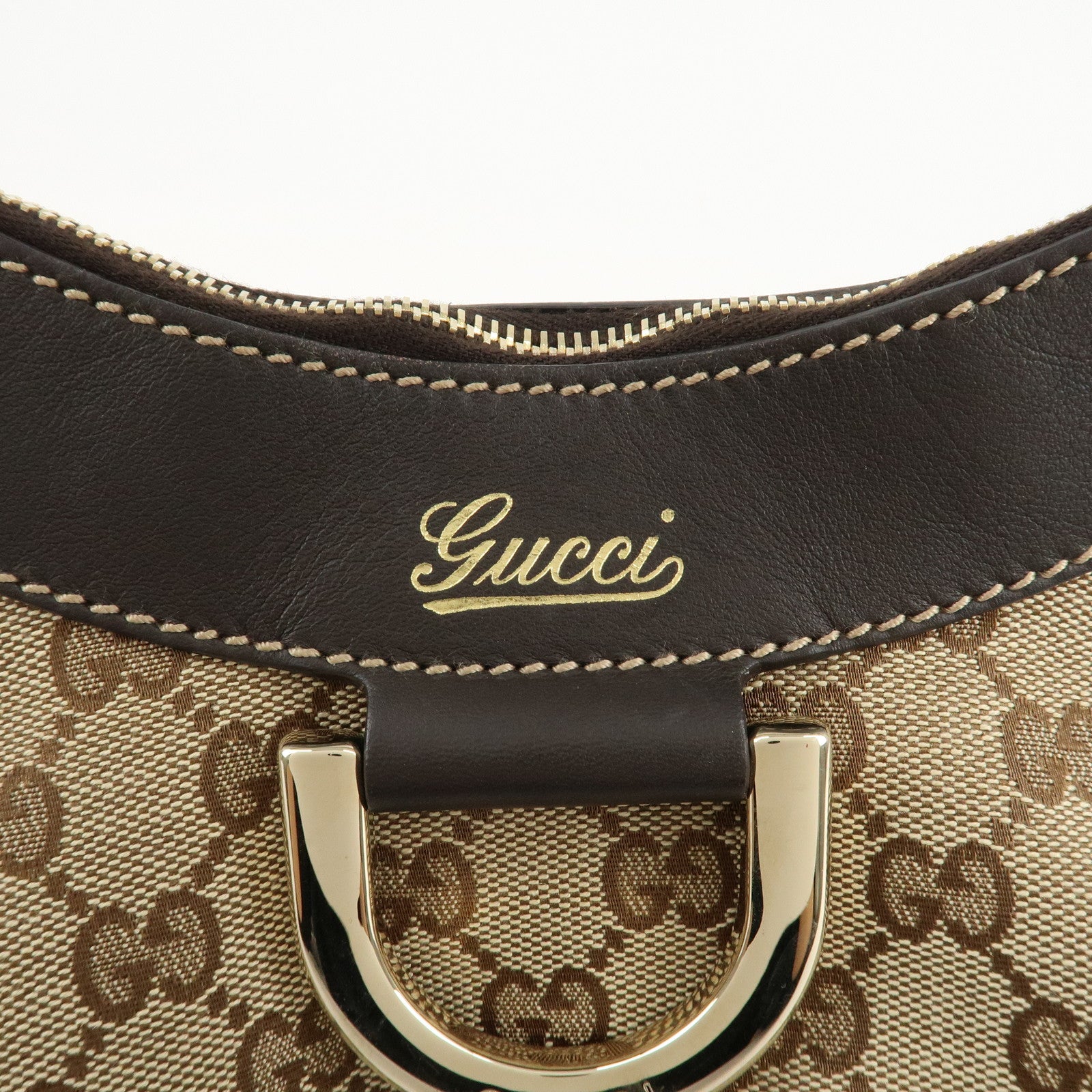 GUCCI Abbey GG Canvas Leather Shoulder Bag Beige Brown 190525 Used