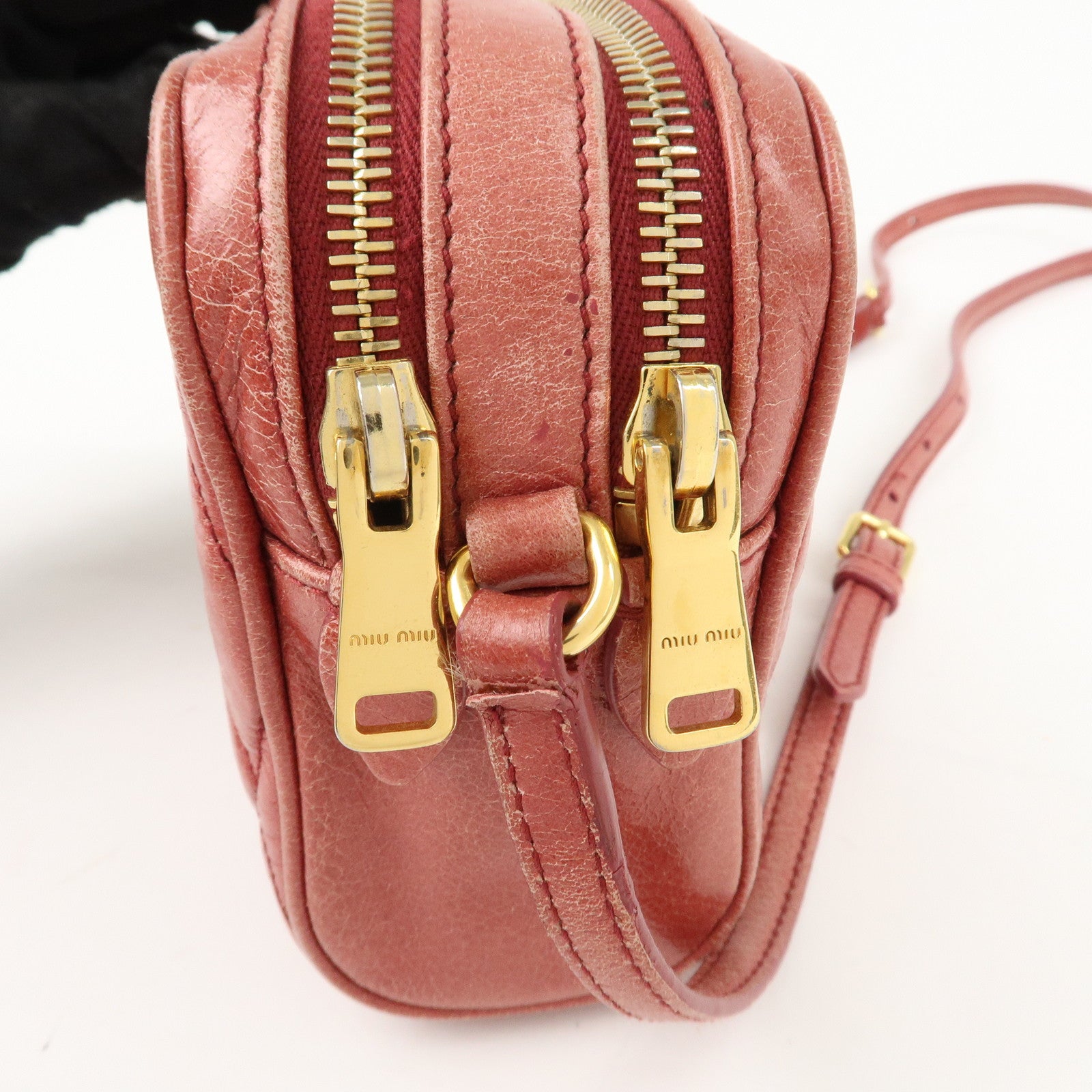 MIU MIU Leather Shoulder Bag Crossbodyb Bag Pink 5BH543