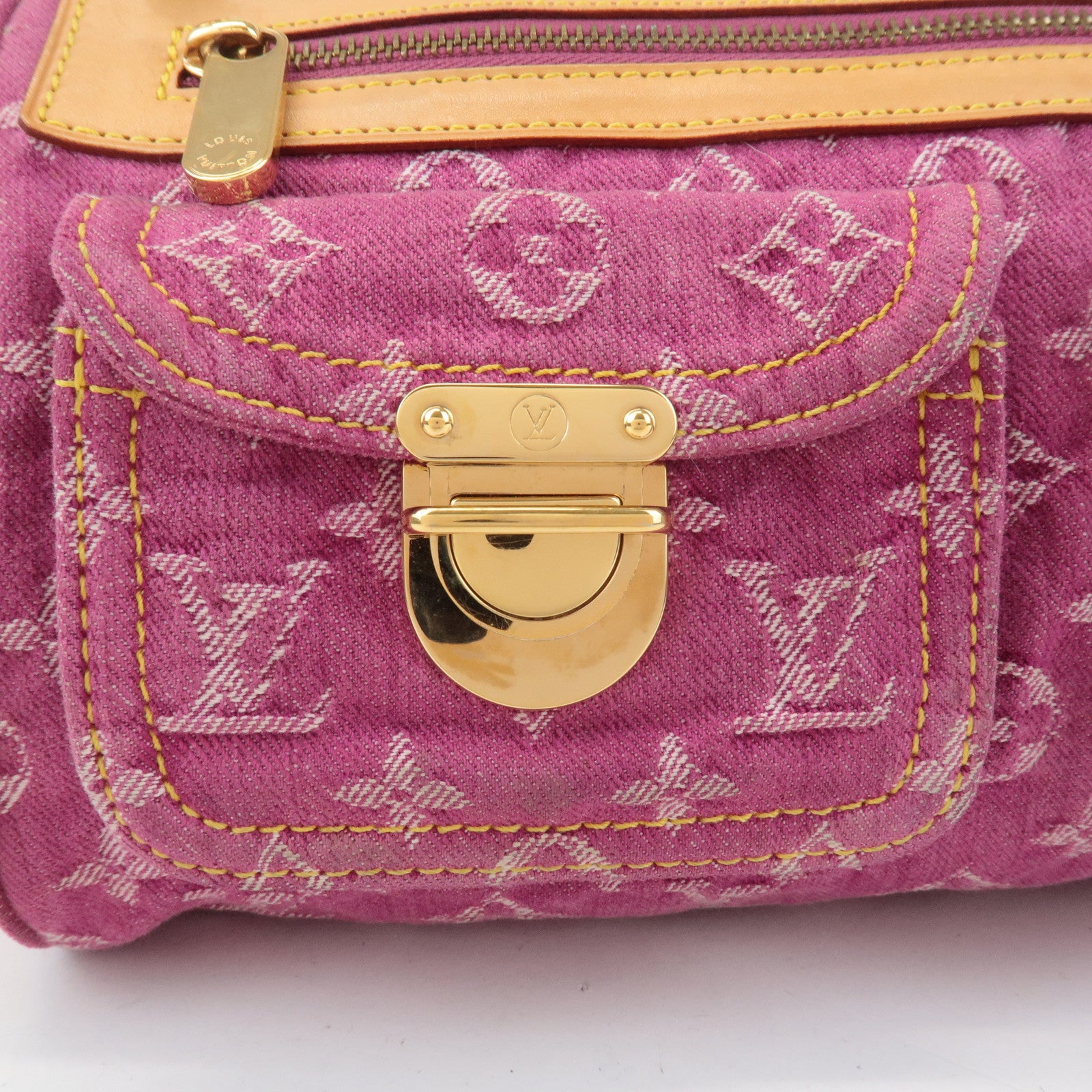 Louis Vuitton Monogram Denim Neo Speedy Boston Bag Pink M95214 Used