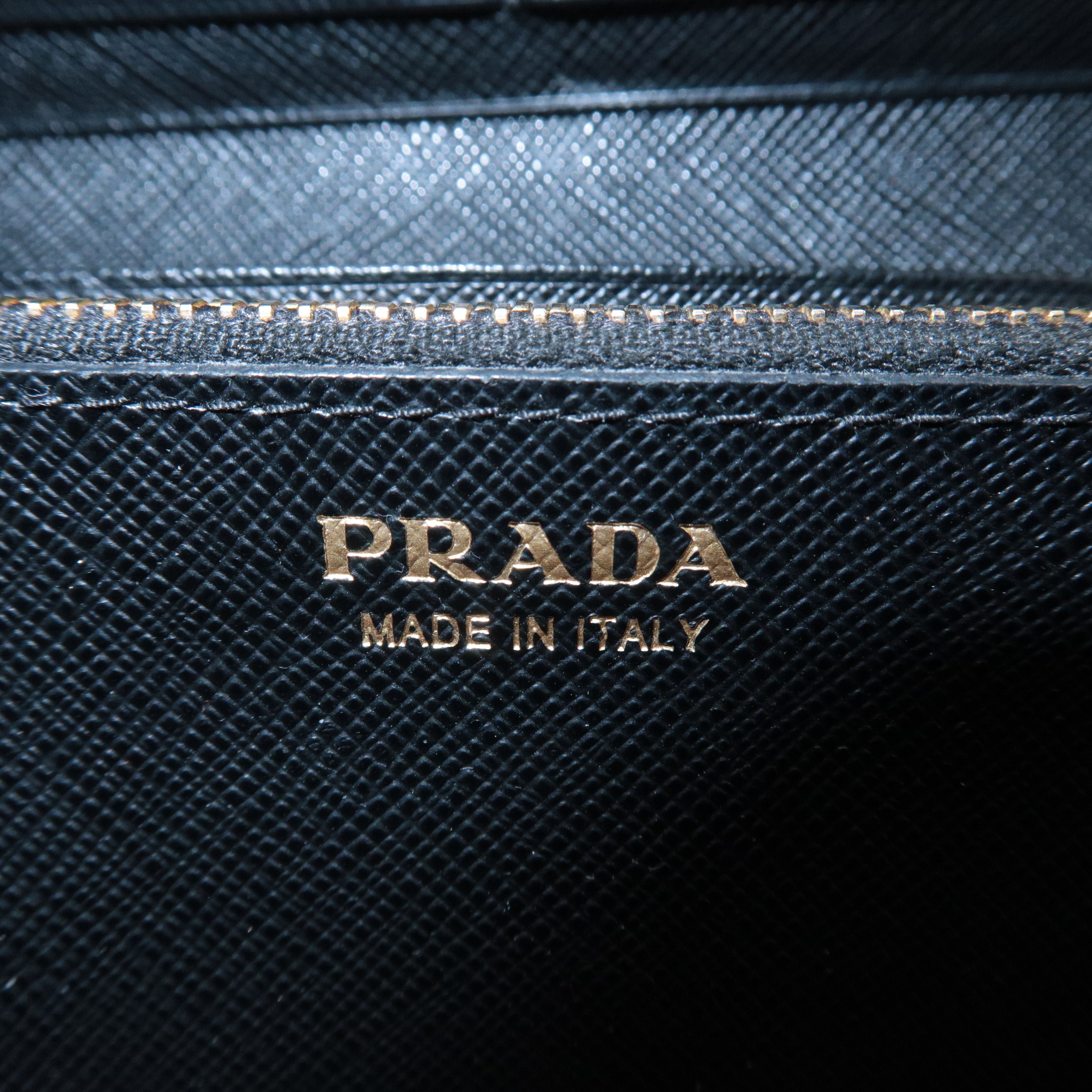 PRADA Saffiano Leather Ribbon Bi-fold Long Wallet Black 1MH132