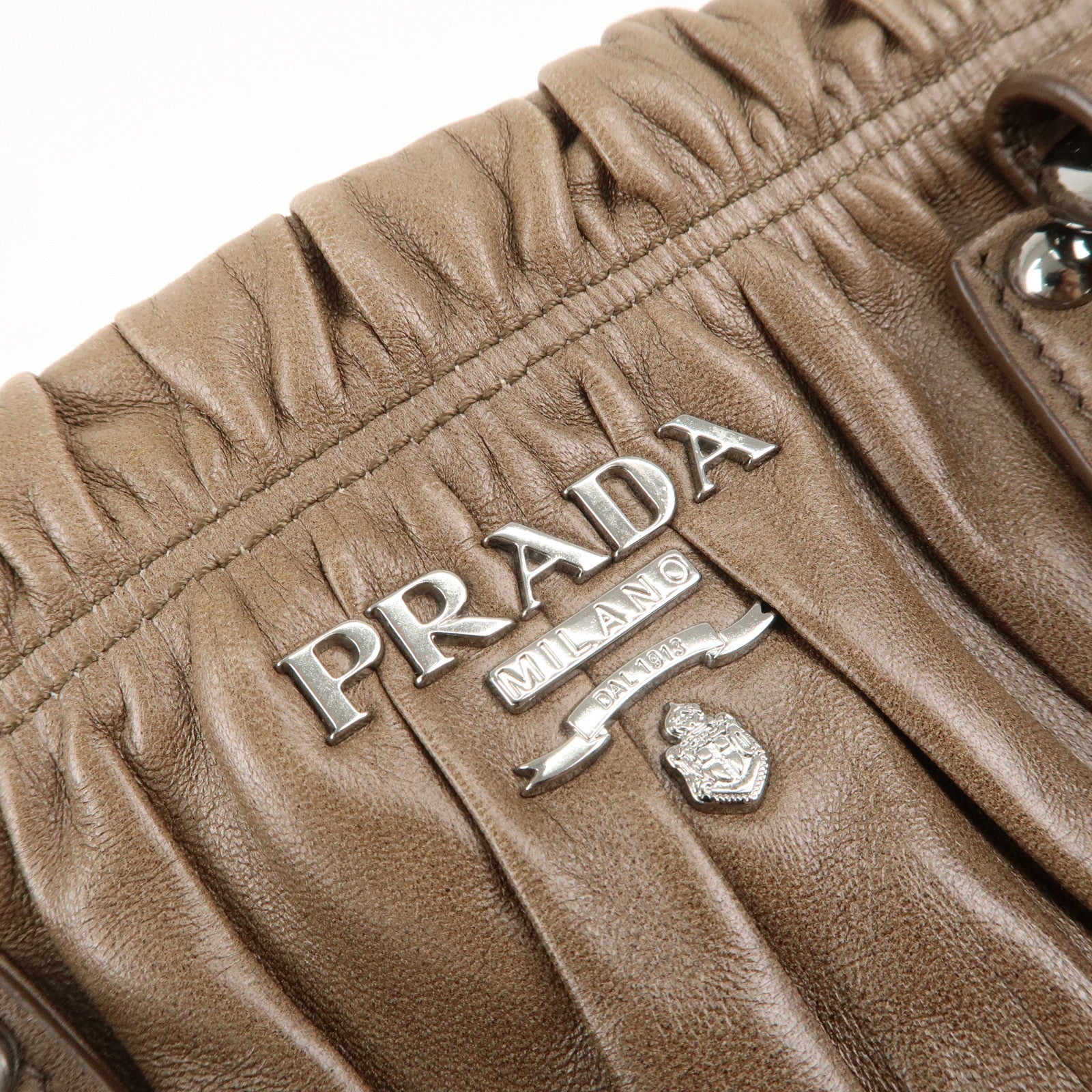 PRADA Logo Nylon Leather 2Way Shoulder Bag Hand Bag Brown BN1407