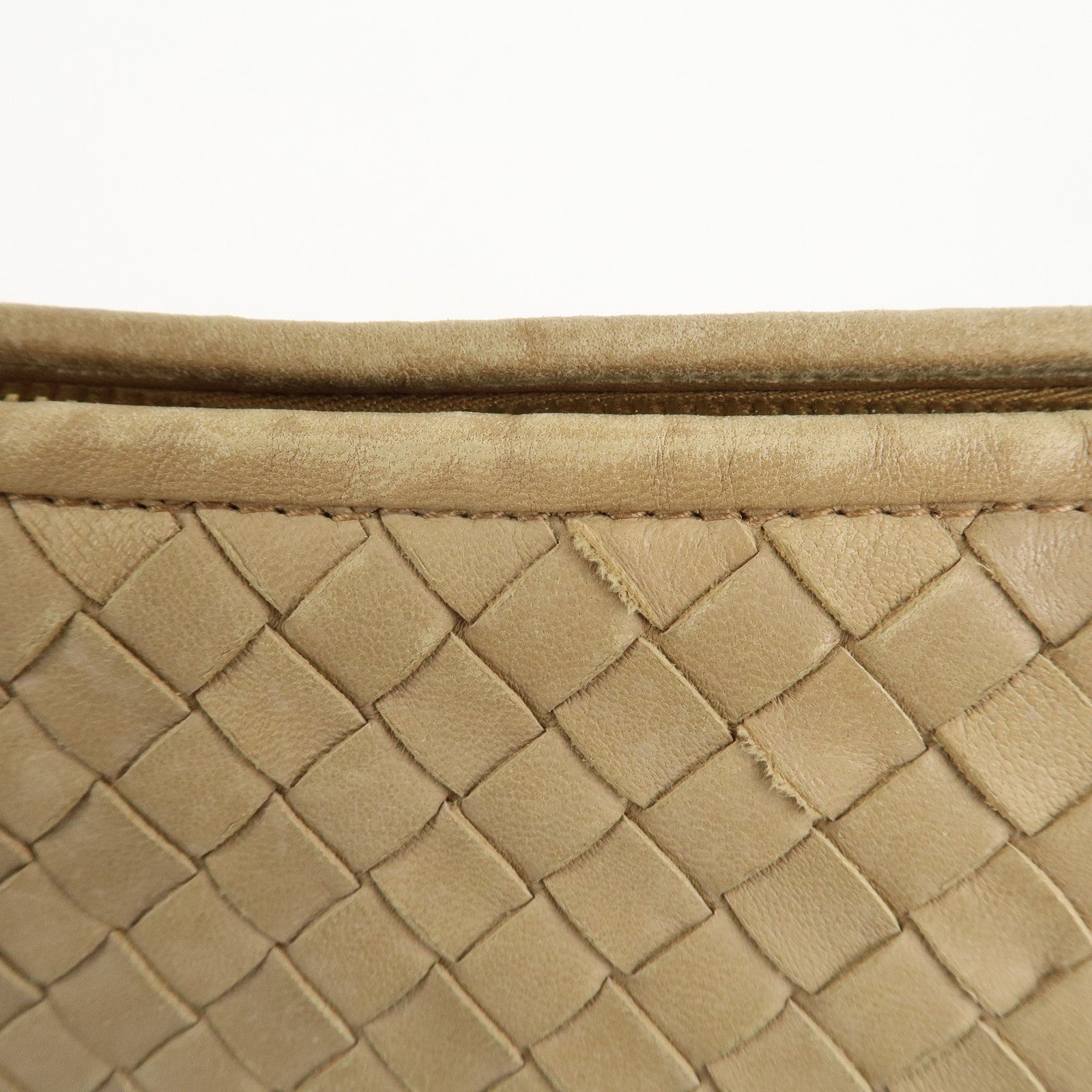 BOTTEGA VENETA Hobo Intrecciato Leather Shoulder Bag Beige 115653