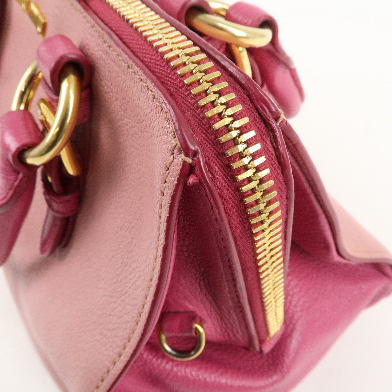 MIU MIU Leather 2WAY Bag Hand Bag Shoulder Bag Pink