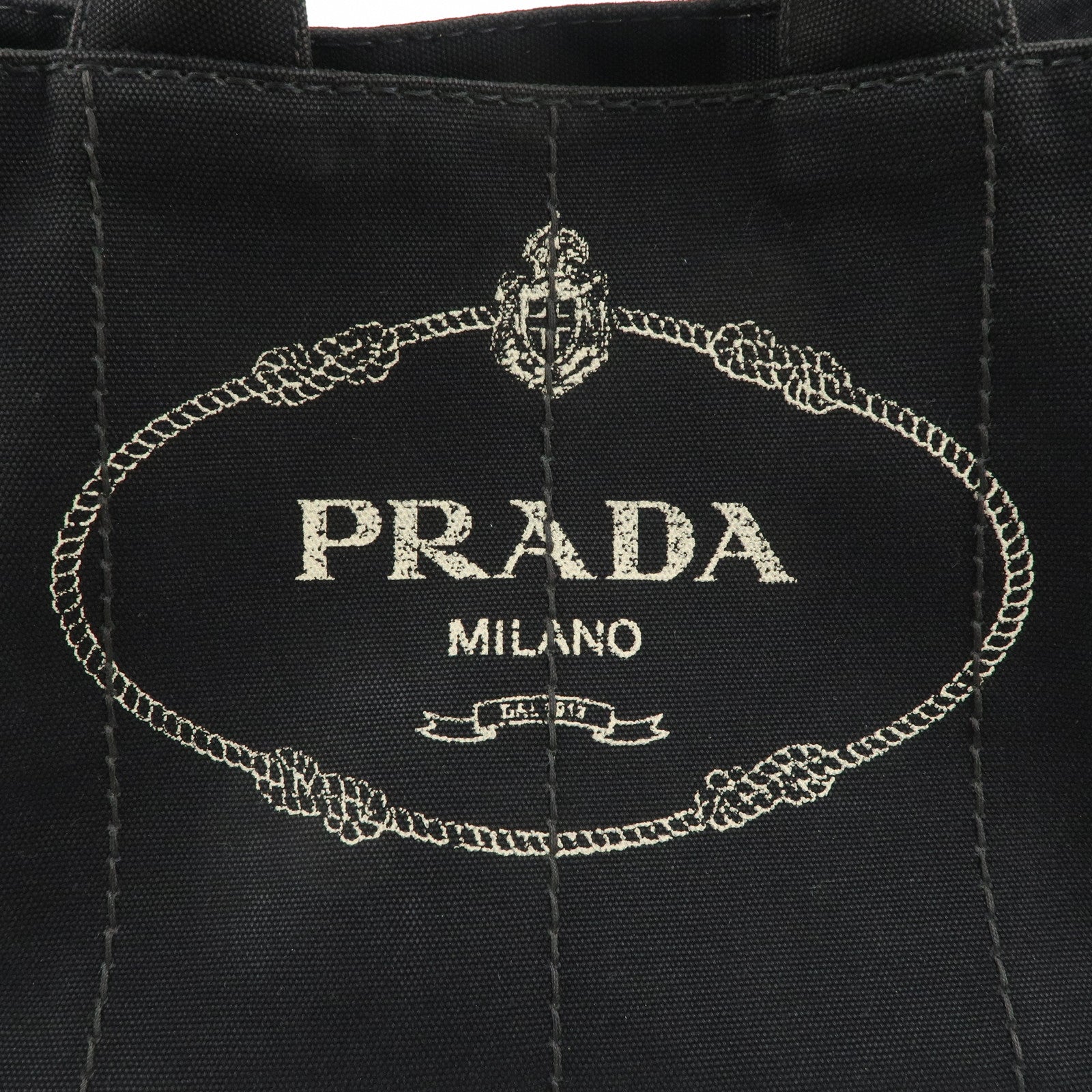 PRADA Canapa Canvas 2Way Hand Bag Tote Bag Black 1BG642