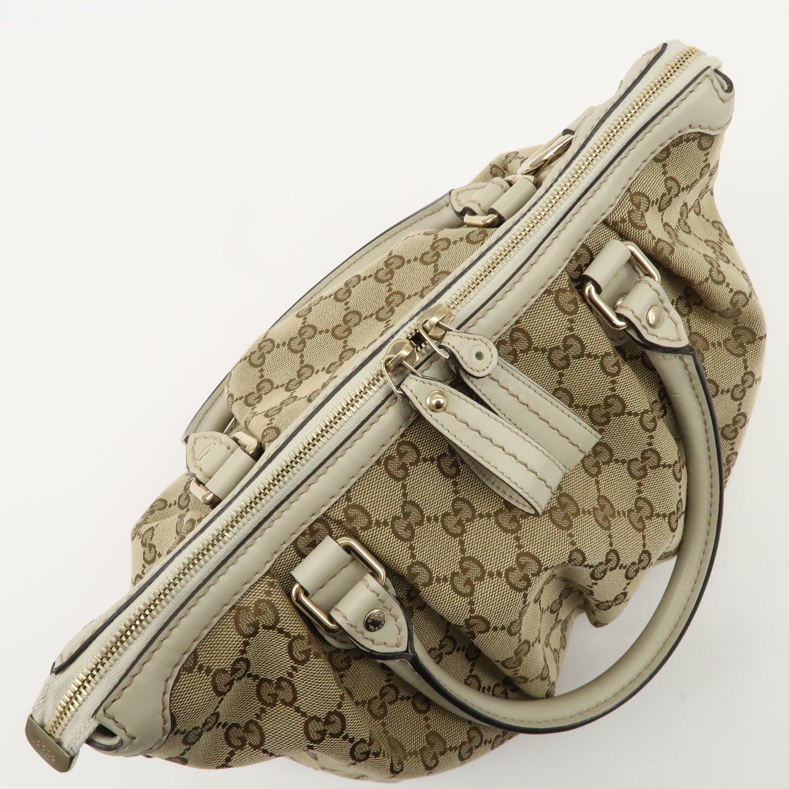 GUCCI Sukey GG Canvas Leather 2Way Bag Hand Bag Beige Ivory Used