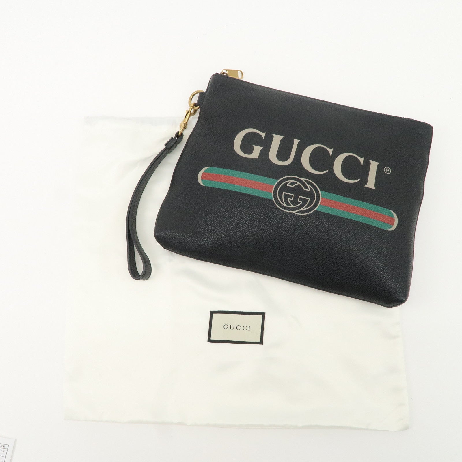 GUCCI Leather Portfolio Medium Clutch Bag Black 572770