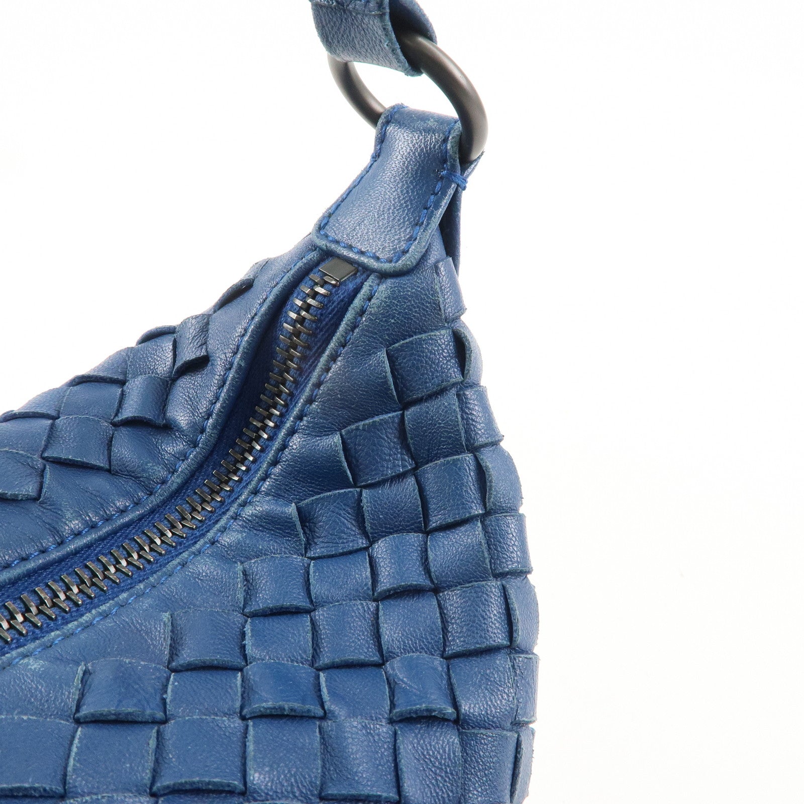 BOTTEGA VENETA Intrecciato Leather Shoulder Bag Blue 239988