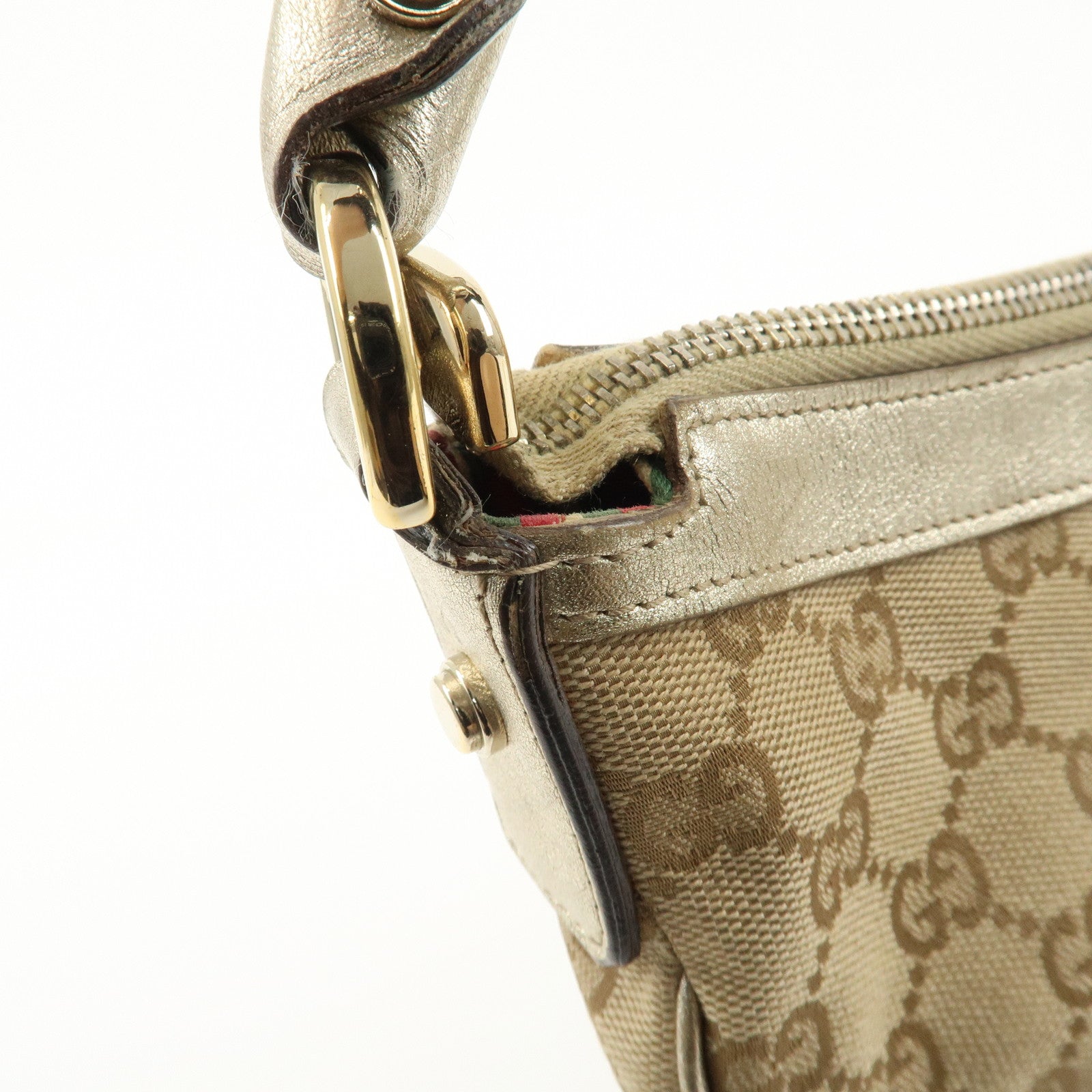 GUCCI GG Canvas Leather Shoulder Bag 153025