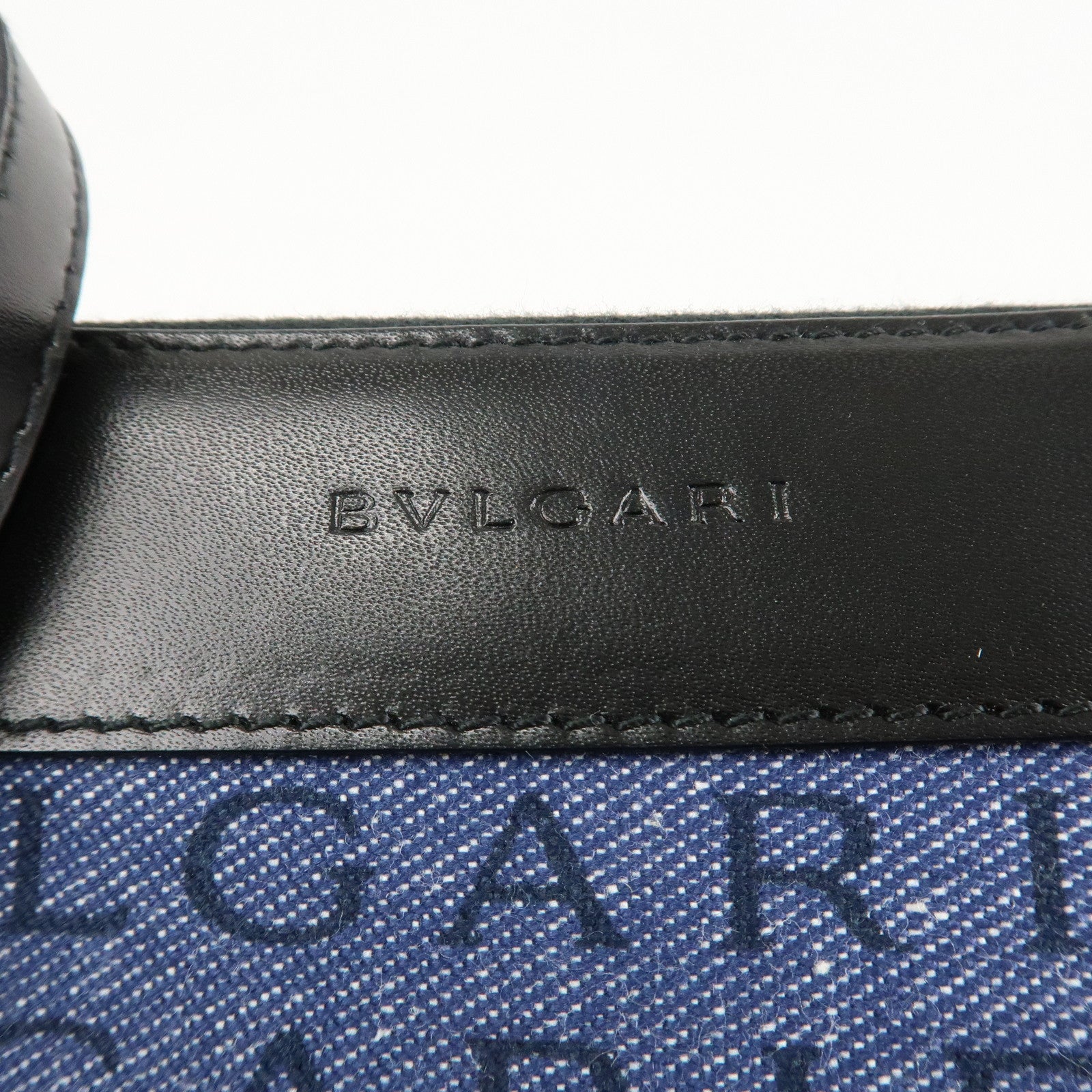 BVLGARI Logo Mania Canvas Leather Shoulder Bag Blue