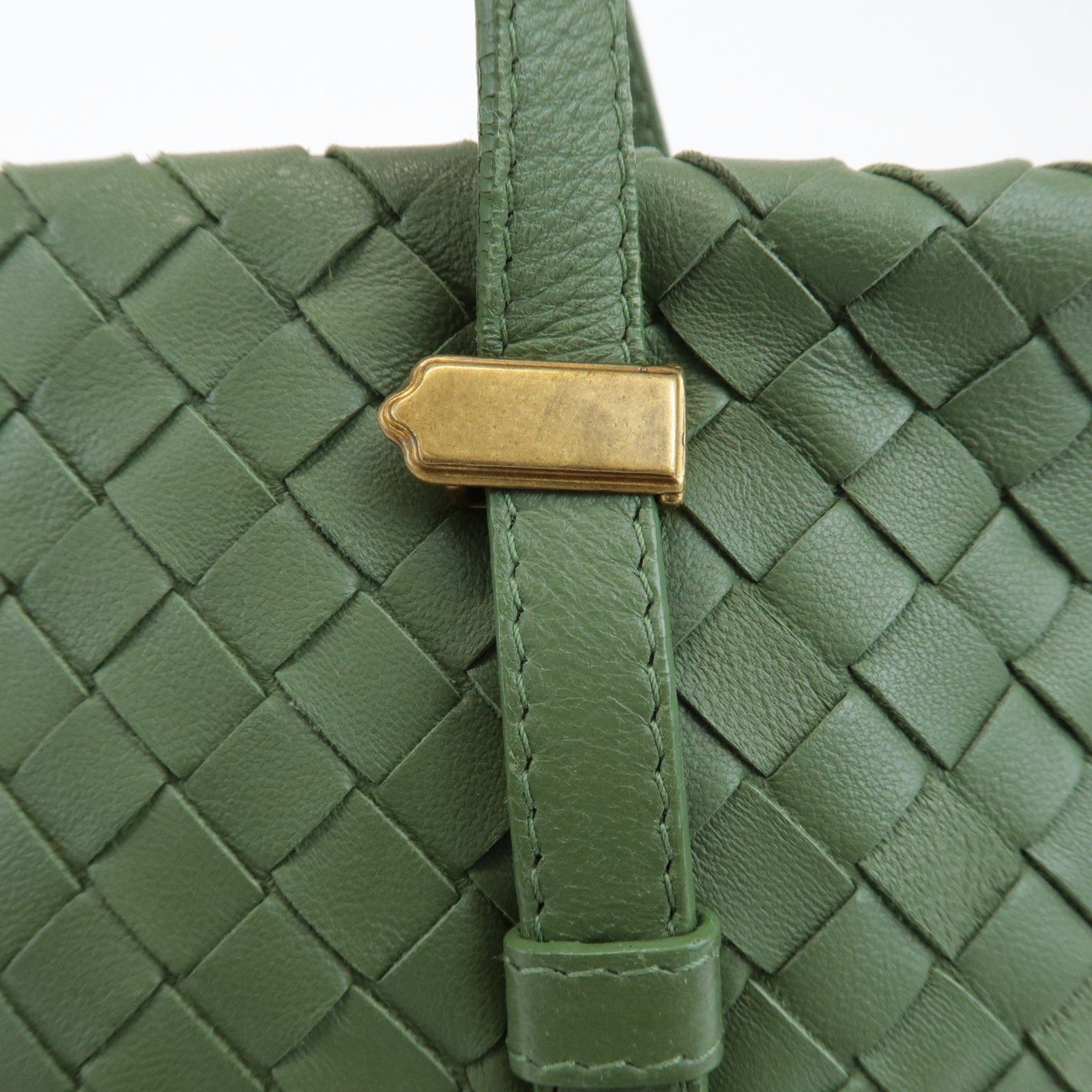 BOTTEGA VENETA Intrecciato Leather Tote Shoulder Bag Green 162937