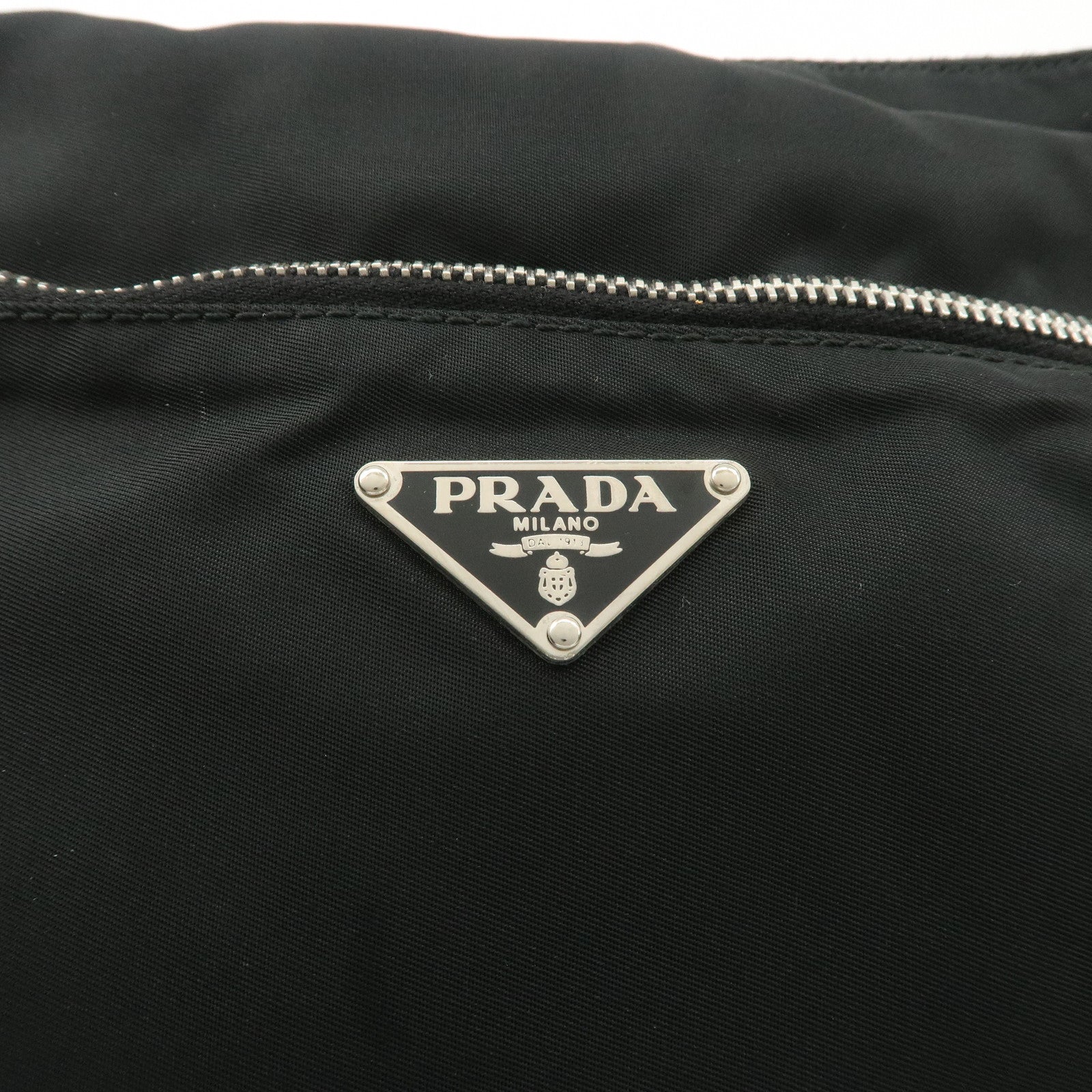 PRADA Logo Nylon Leather Shoulder Bag NERO Black BT0421 Used