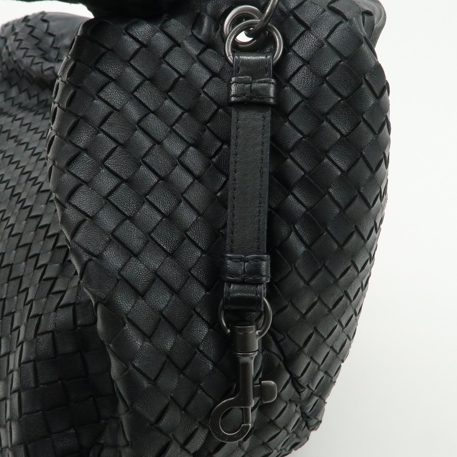 BOTTEGA VENETA Intrecciato Leather Shoulder Bag Black 124864