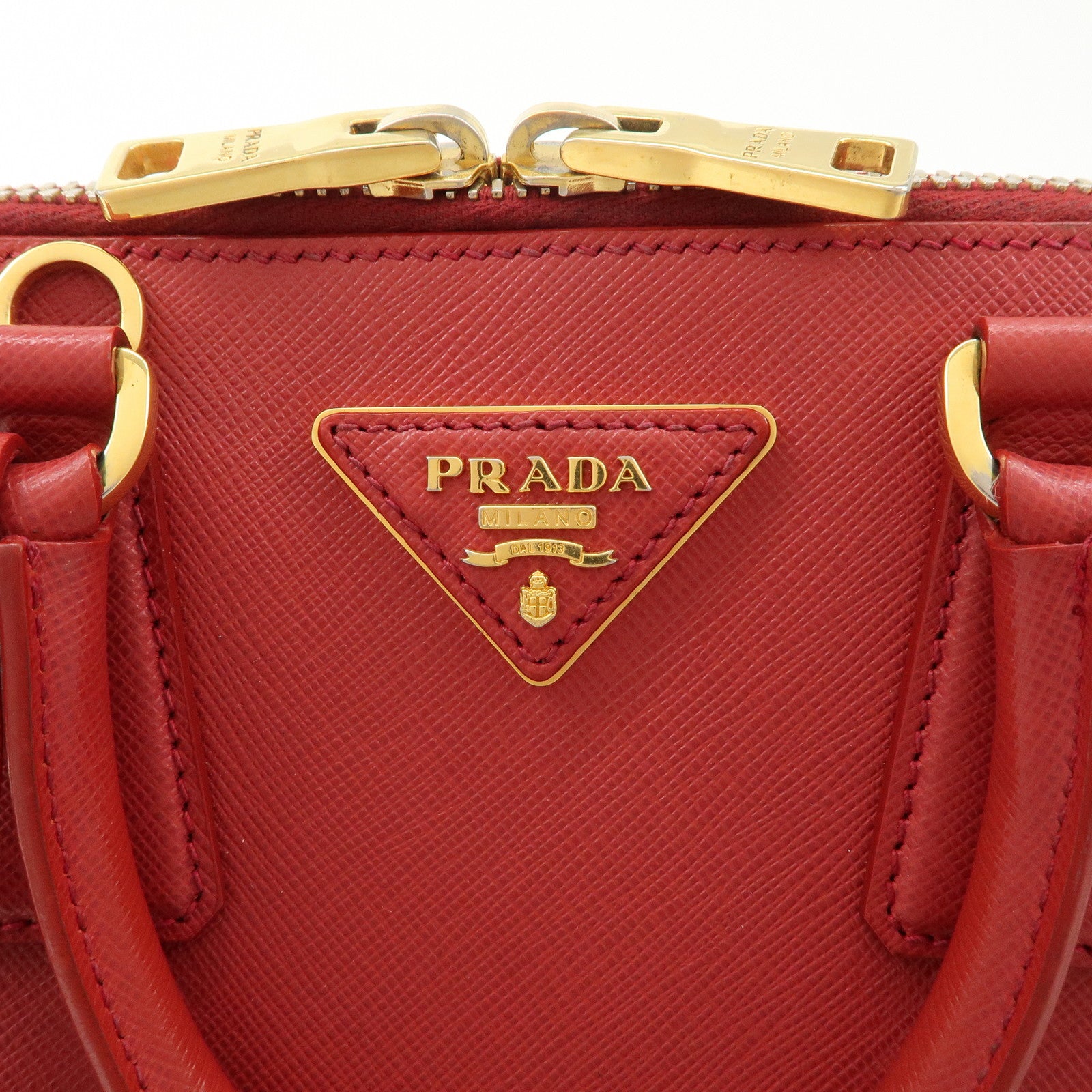 PRADA Promenade Saffiano Leather 2Way Shoulder Bag Red BL0838 Used