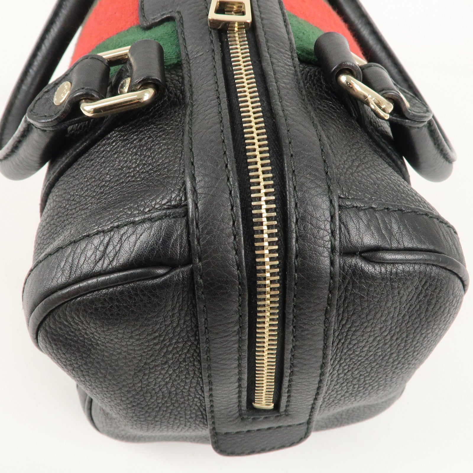 GUCCI Sherry Line Leather 2Way Boston Hand Bag Black 269876