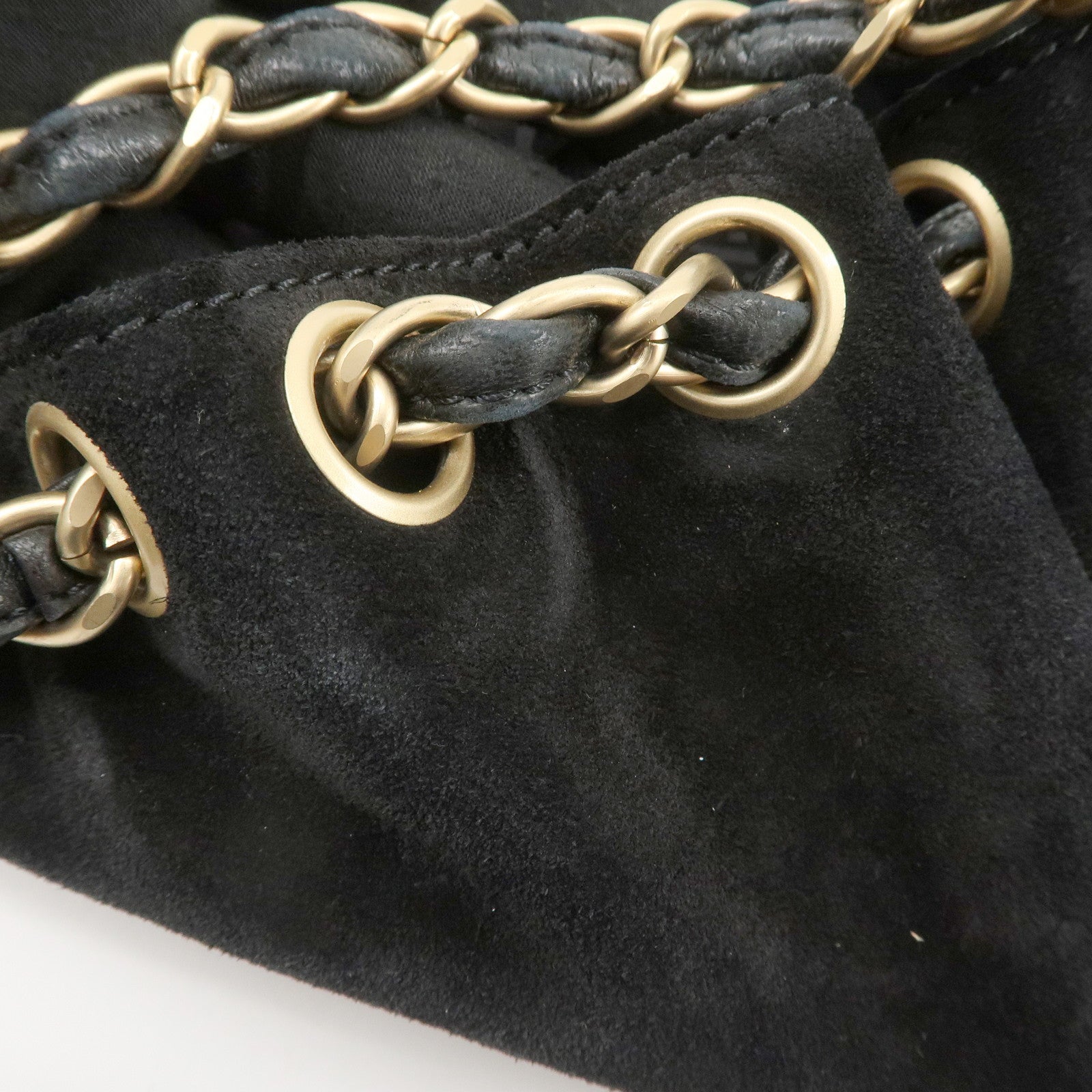 CHANEL Suede Leather Coco Mark Chain Shoulder Bag Hand Bag Used