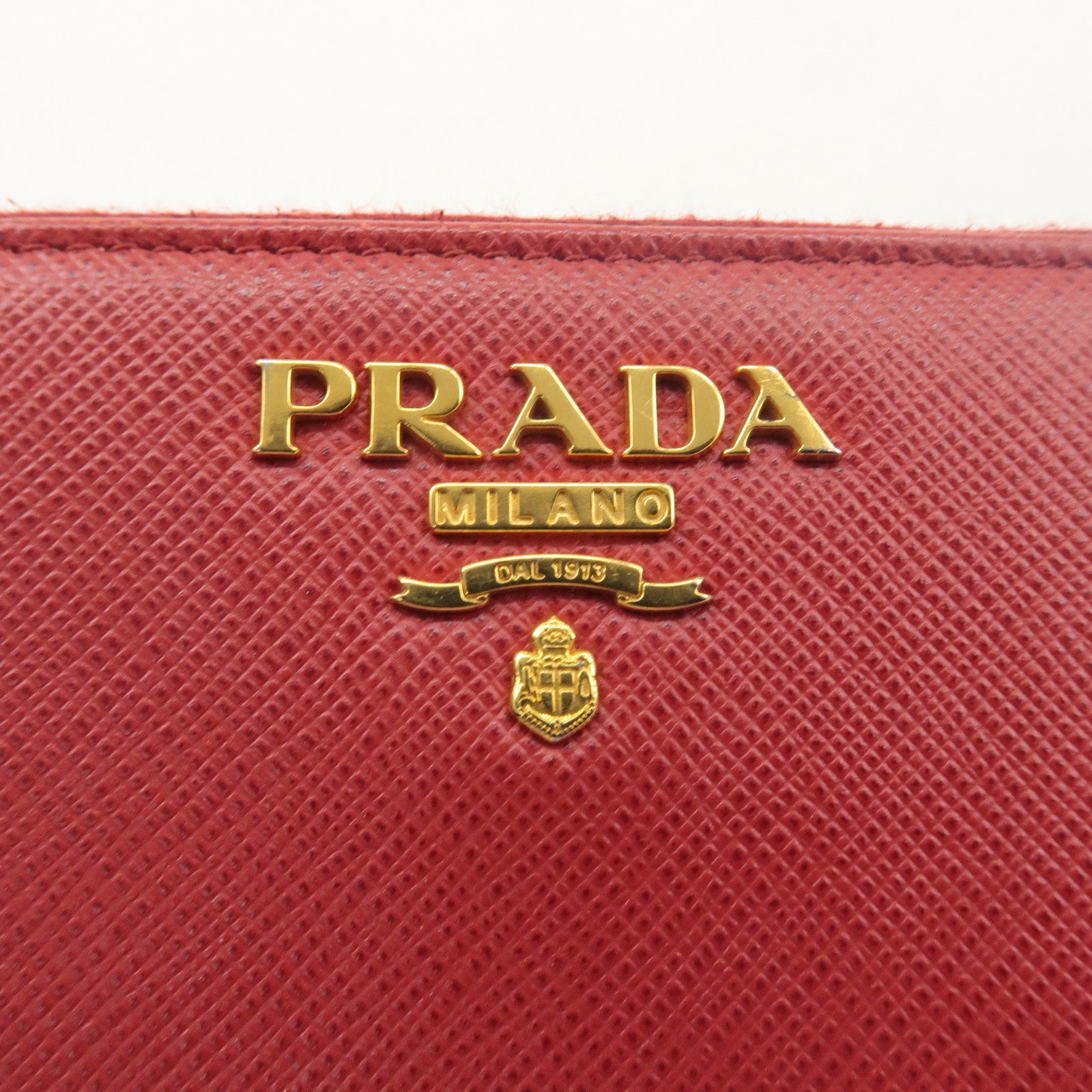 PRADA Saffiano Leather Round Zipper Coin Case Red