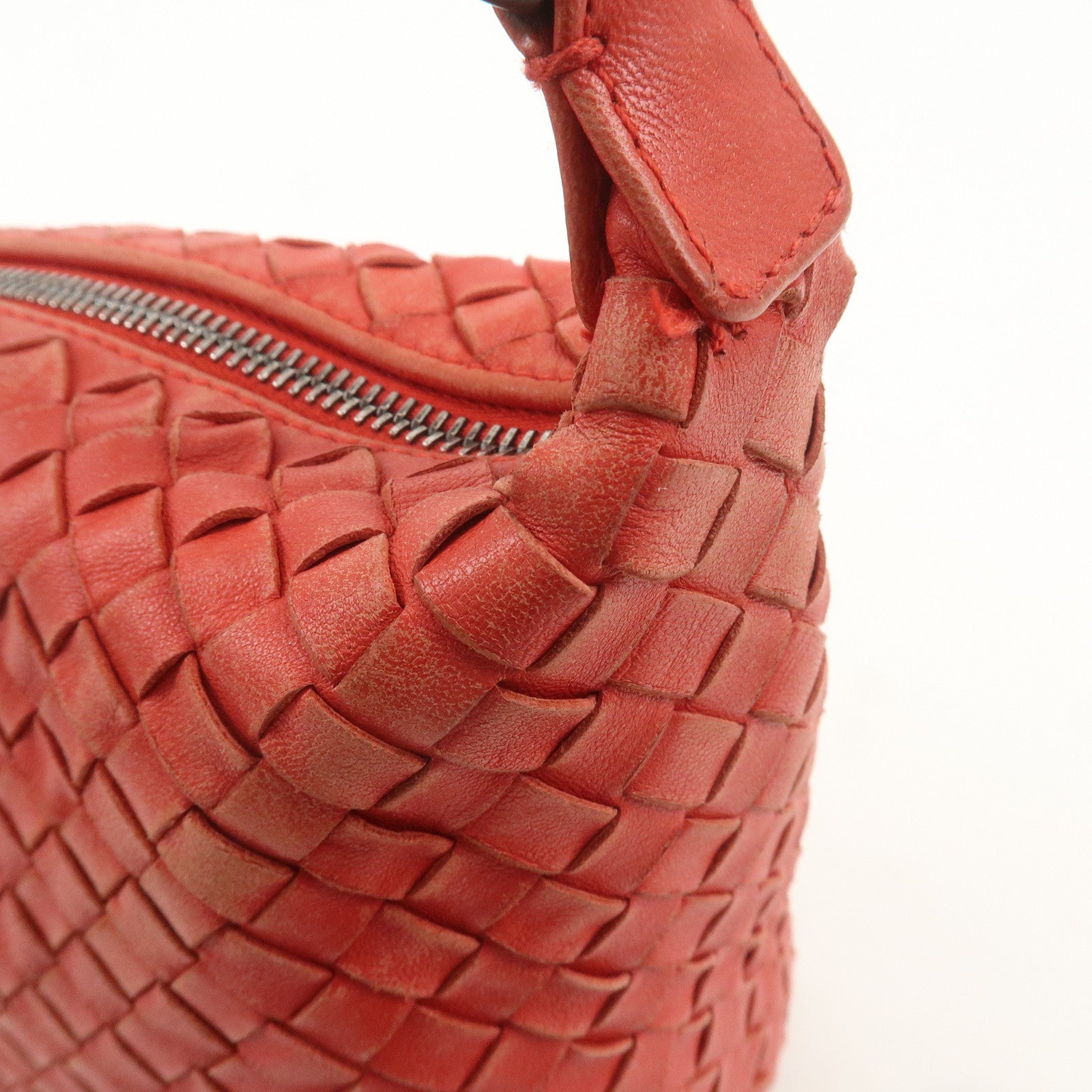 BOTTEGA VENETA Intrecciato Leather Shoulder Bag Red 239988