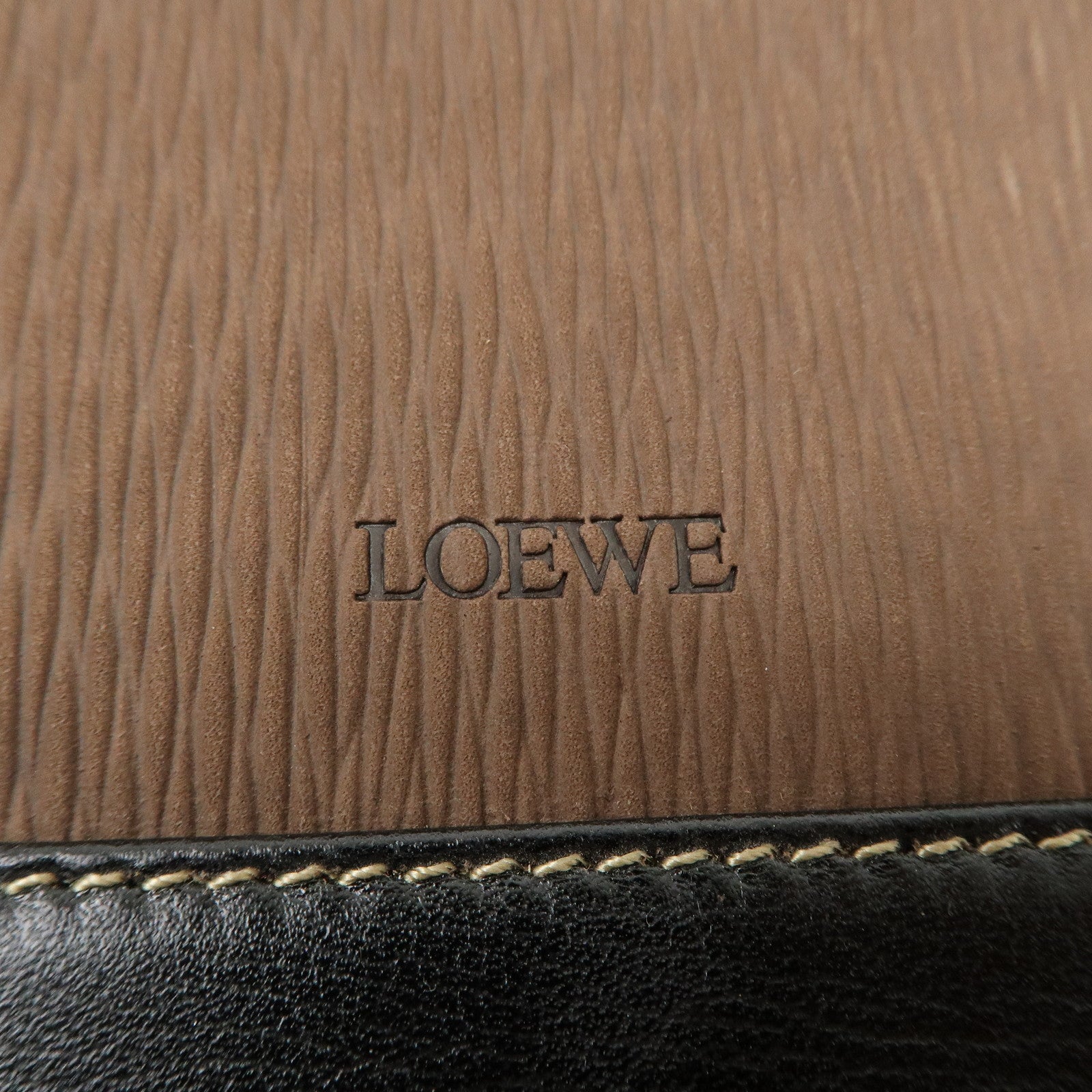 LOEWE Velasquez Leather Pouch Brown Black Used