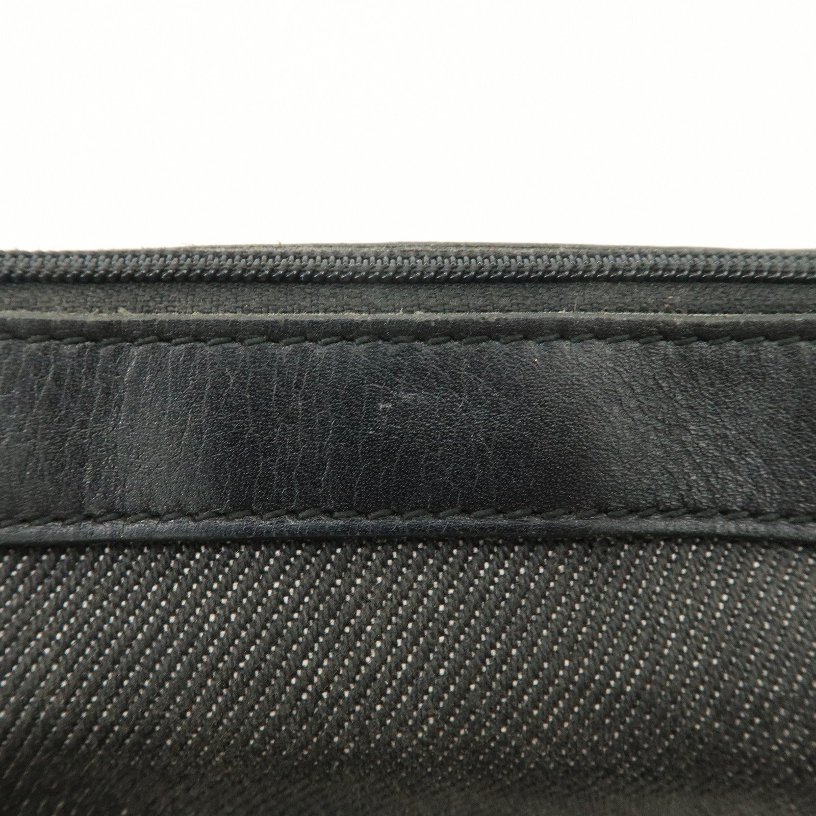 GUCCI Sherry Canvas Leather Accessory Pouch Black 92820 Used