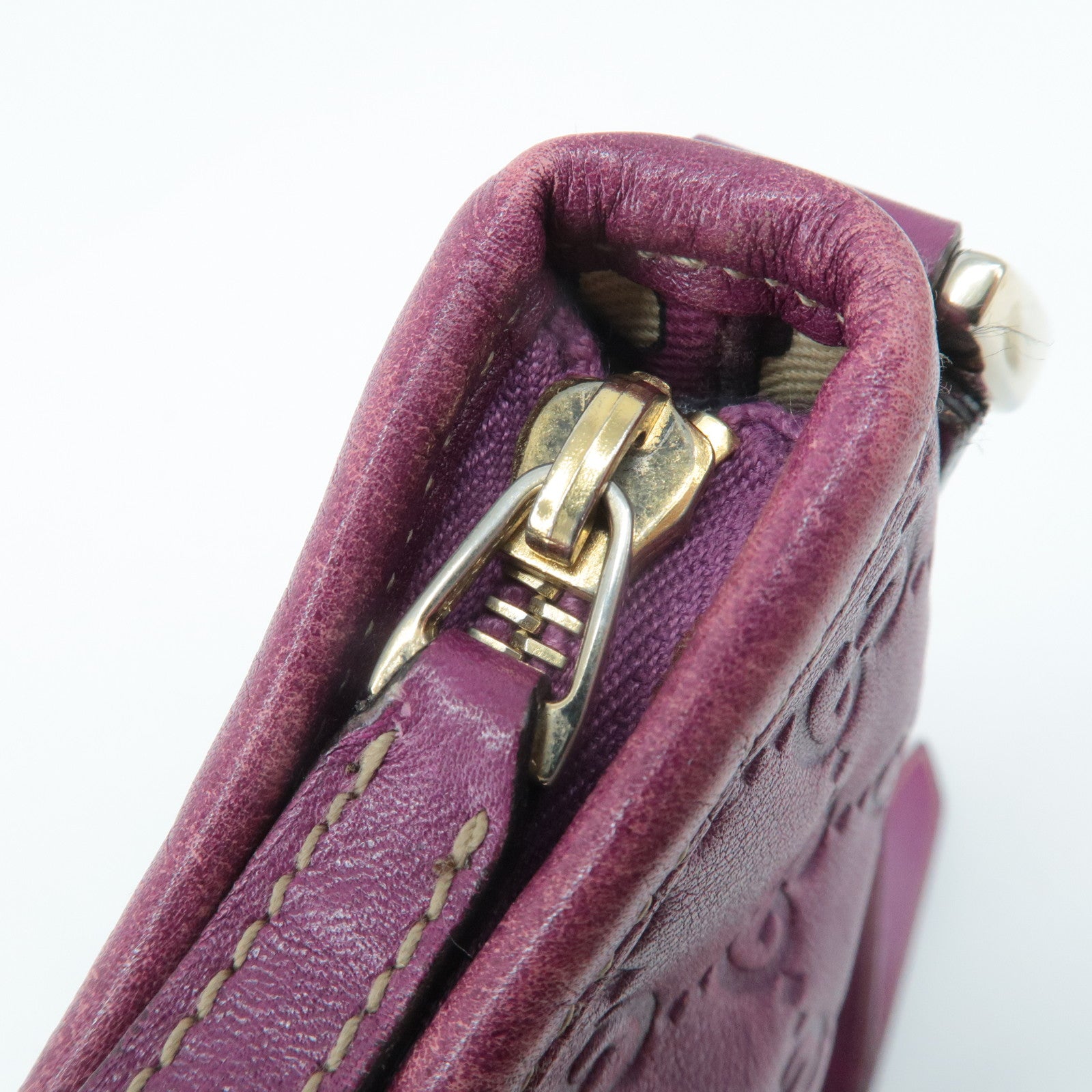 GUCCI Abbey Guccissima Leather Shoulder Bag Purple 131326 Used