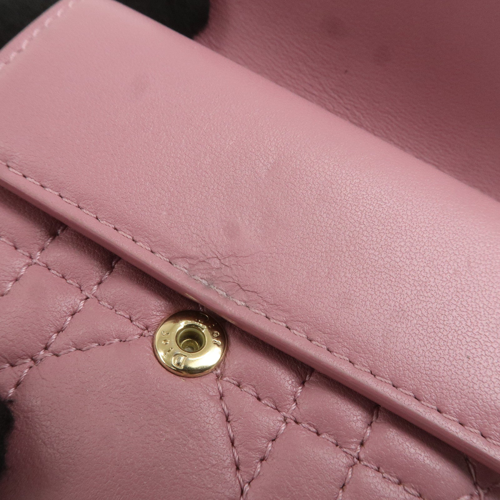 Christian Dior Cannage Leather Lotus Wallet Pink