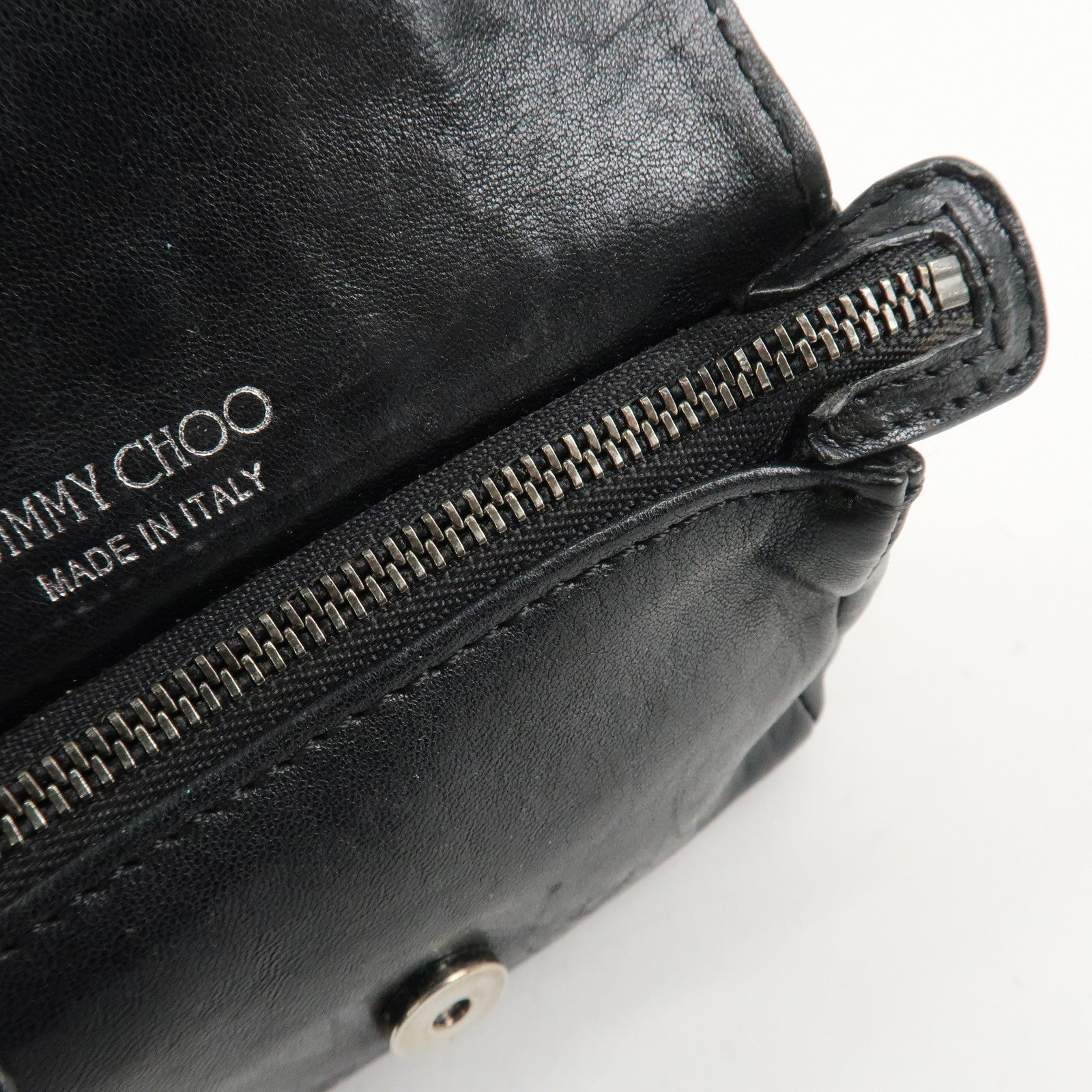 JIMMY CHOO Leather Chain Small Shoulder Bag Black Silver HDW