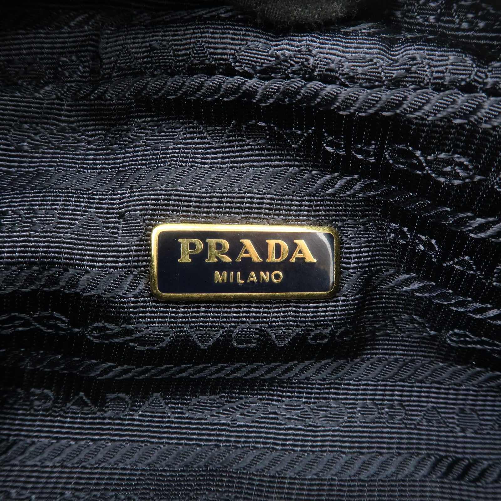 PRADA Triangle Logo Denim Pouch Cosmetic Pouch Blue Gold HDW