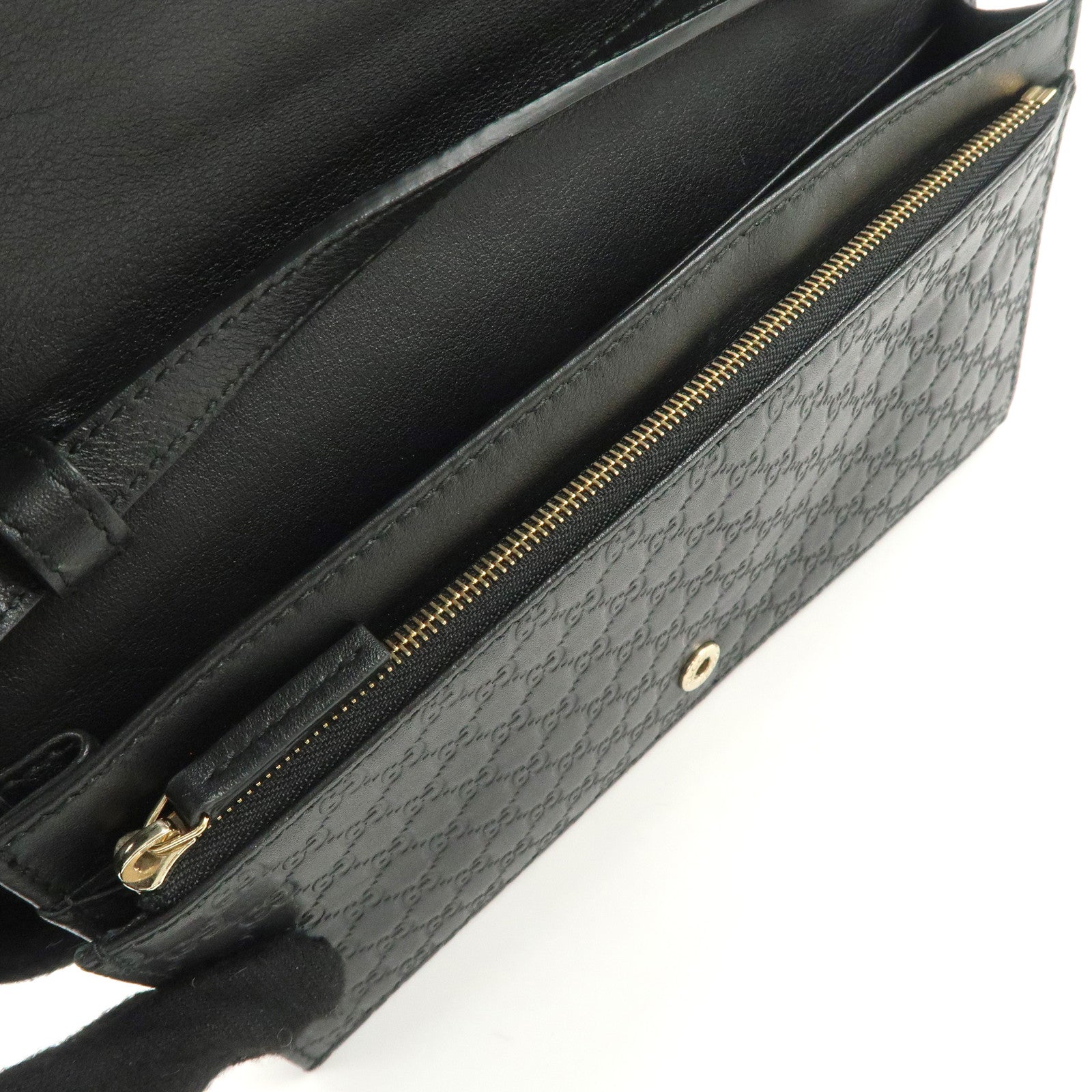 GUCCI Guccissima Leather Shoulder Bag Wallet Black 466507