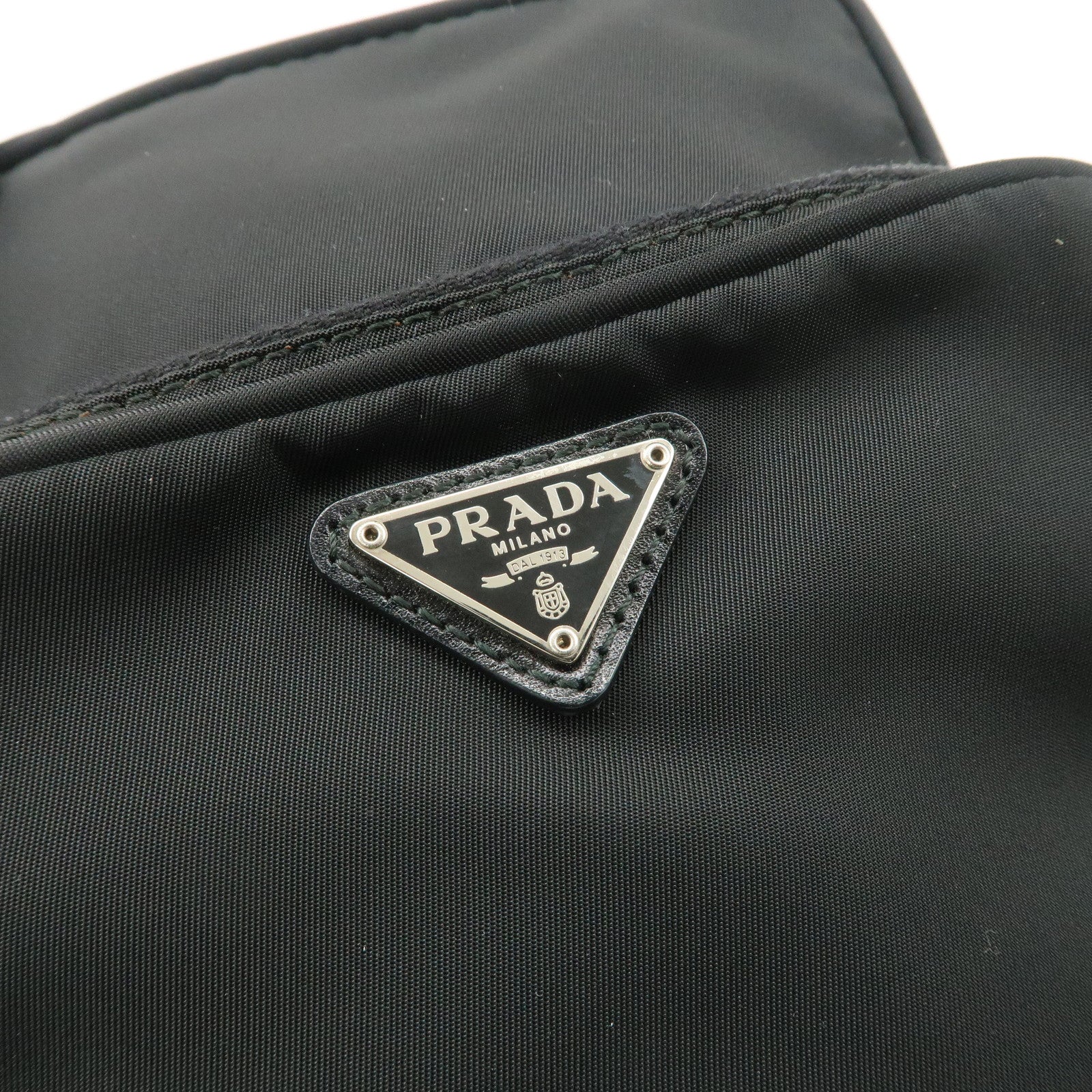 PRADA Triangle Logo Nylon Leather Shoulder Bag Purse Black BT0169 Used