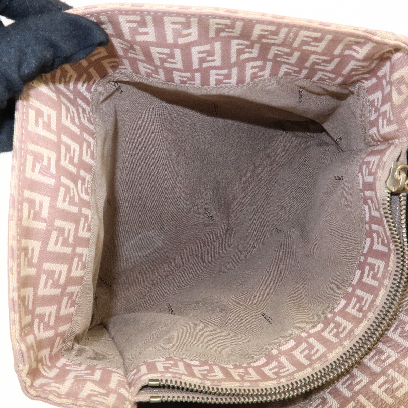 FENDI Zucchino Canvas Leather Tote Bag Pink Beige 8BH133