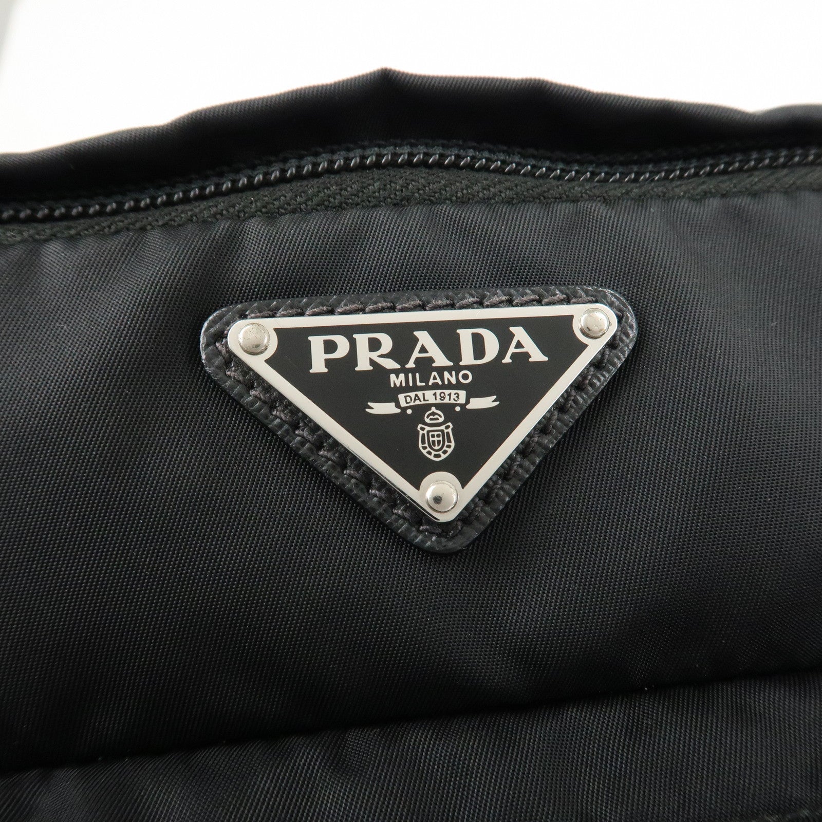 PRADA Logo Nylon Leather Waist Bag Crossbody Bag Black