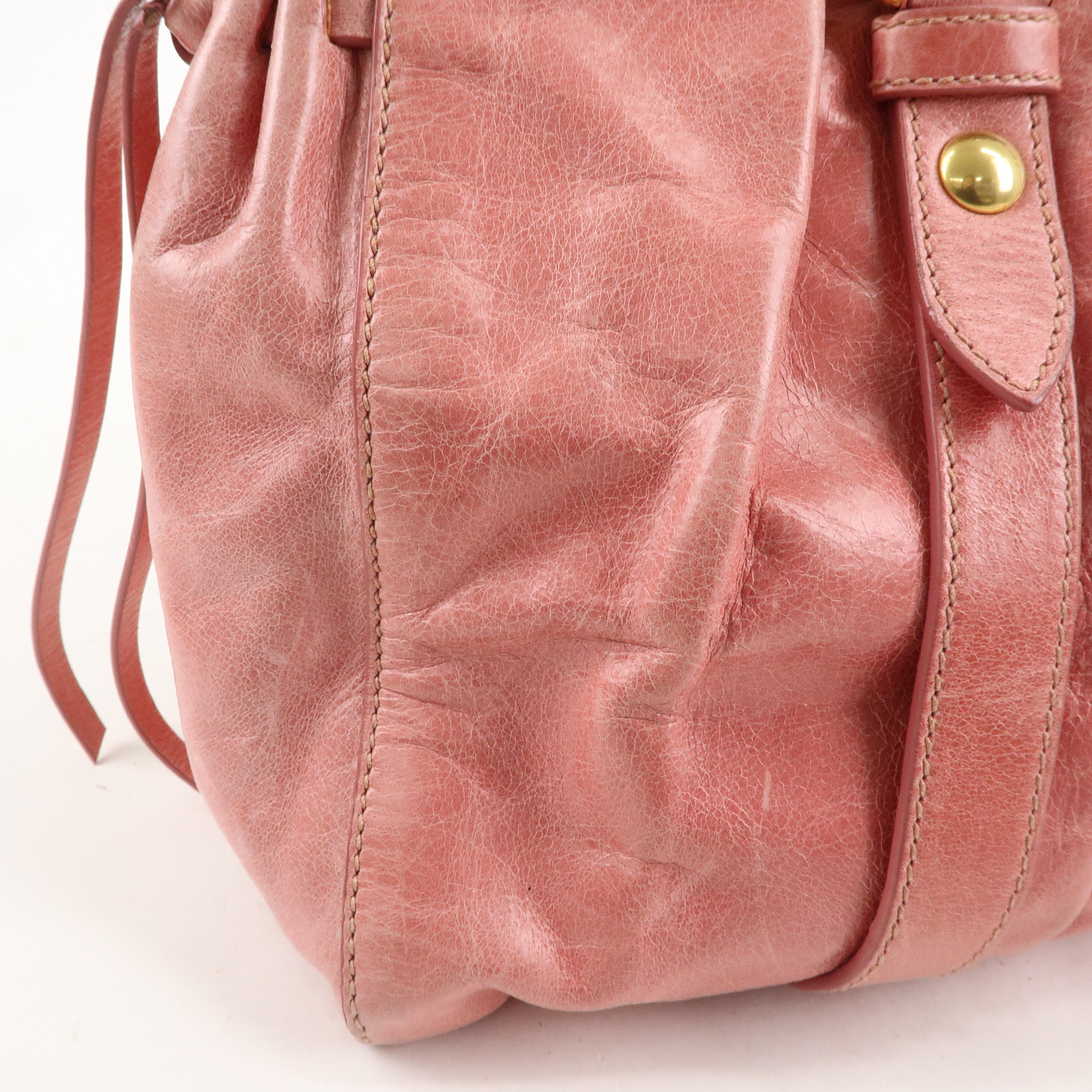 MIU MIU Leather 2Way Bag Shoulder Bag Hand Bag Pink