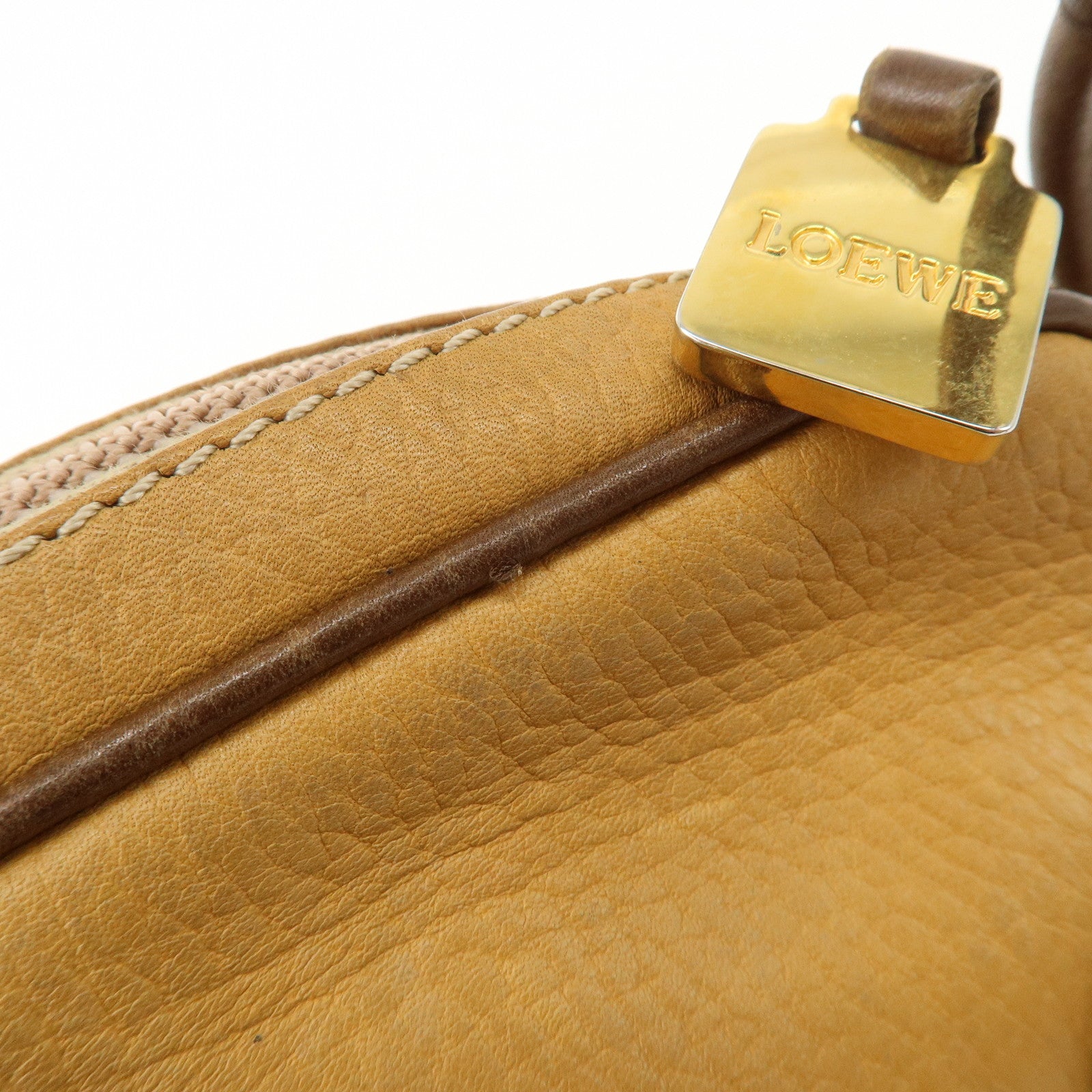 LOEWE Anagram Leather Shoulder Bag Brown Gold Hardware Used