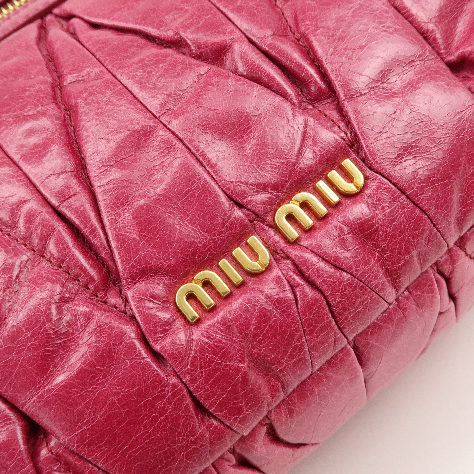 MIU MIU Matelasse Leather 2Way Bag Shoulder Bag Hand Bag Pink Used