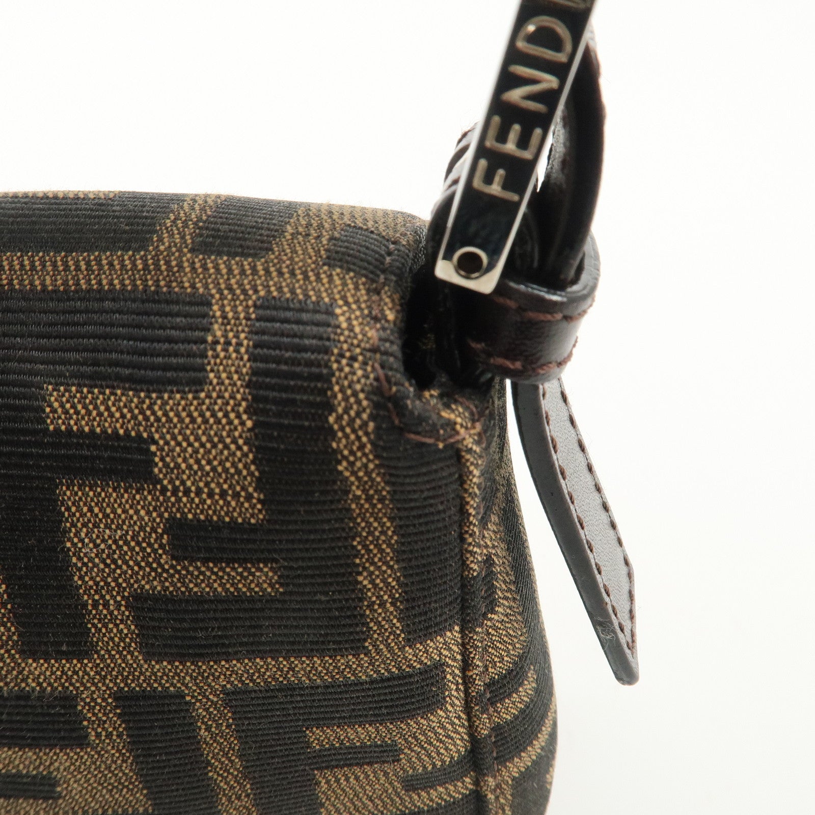 FENDI Zucca Canvas Leather Mamma Baguette Shoulder Bag 26424