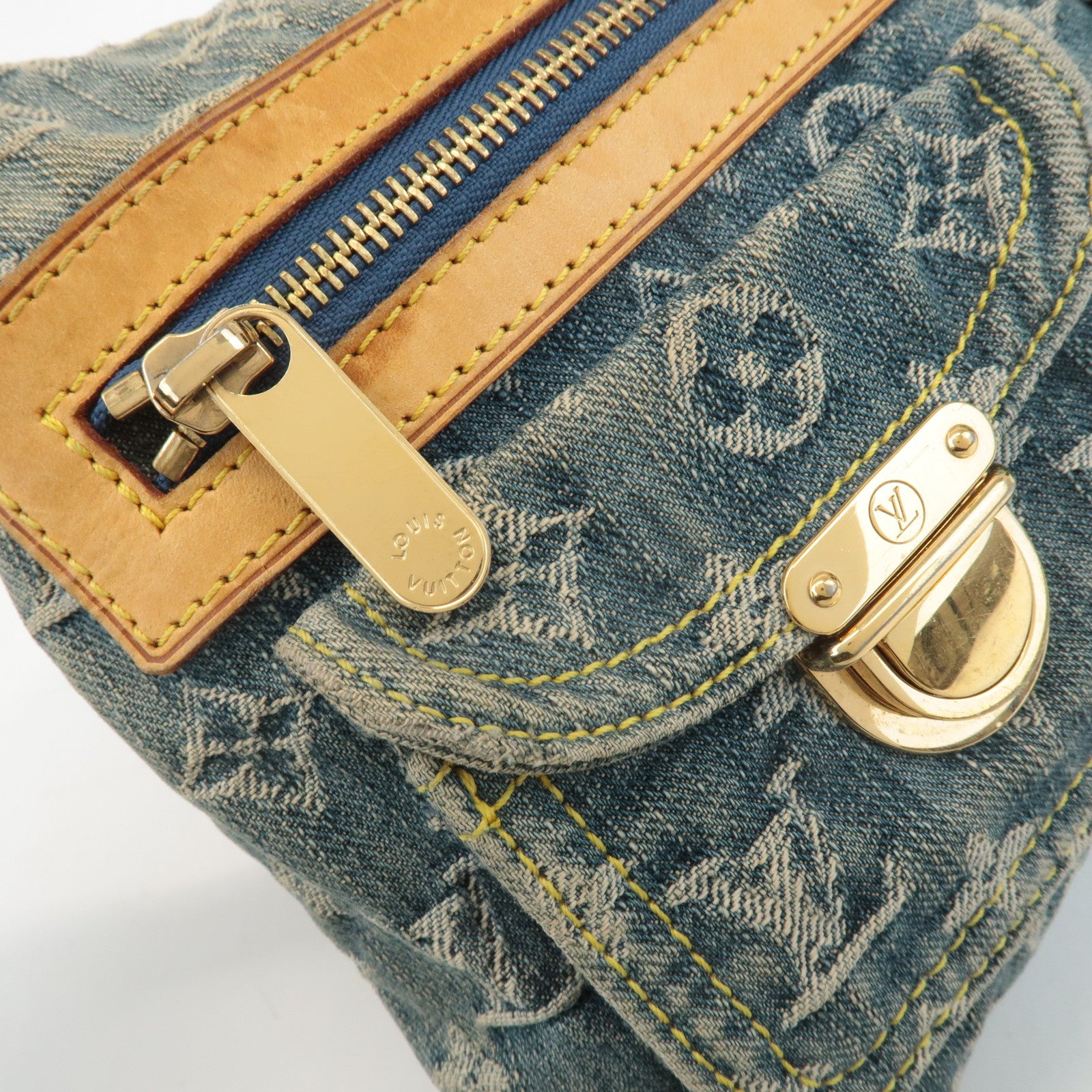 Louis Vuitton Monogram Denim Baggy PM 2Way Bag Shoulder Bag M95049 Used