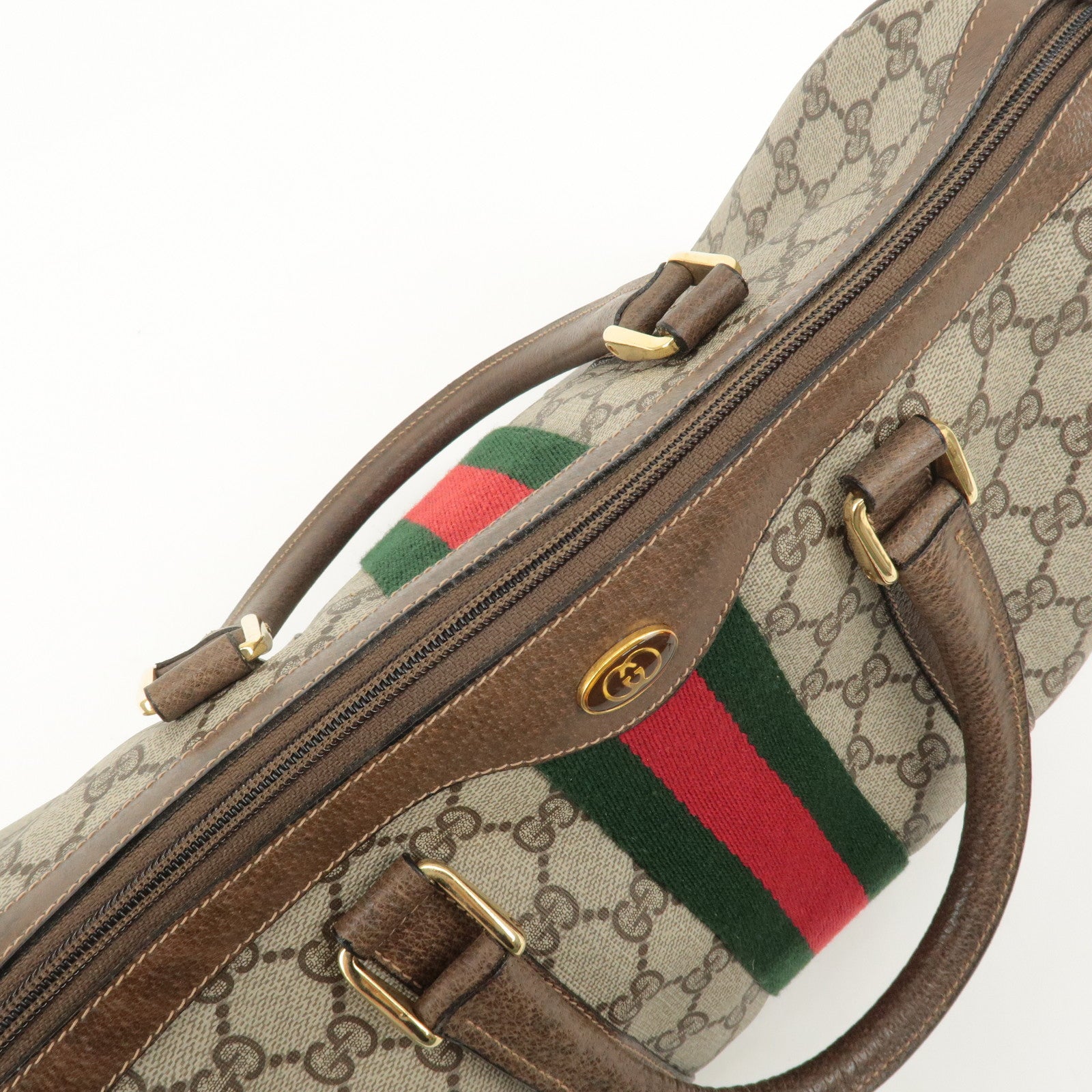 GUCCI Old Gucci Sherry GG Plus Leather Boston Bag 58.02.007 Used