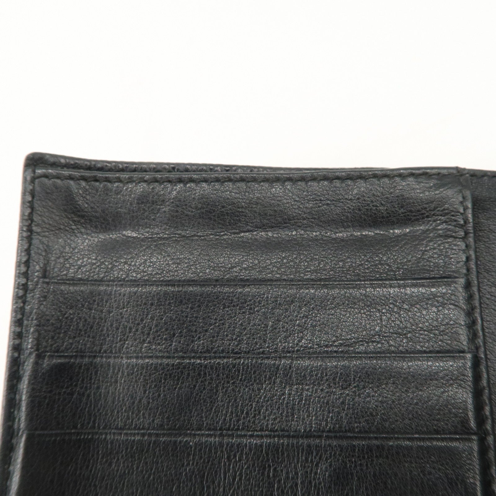 CHANEL Caviar Skin COCO Mark Bi-fold Wallet Black A01429 Used