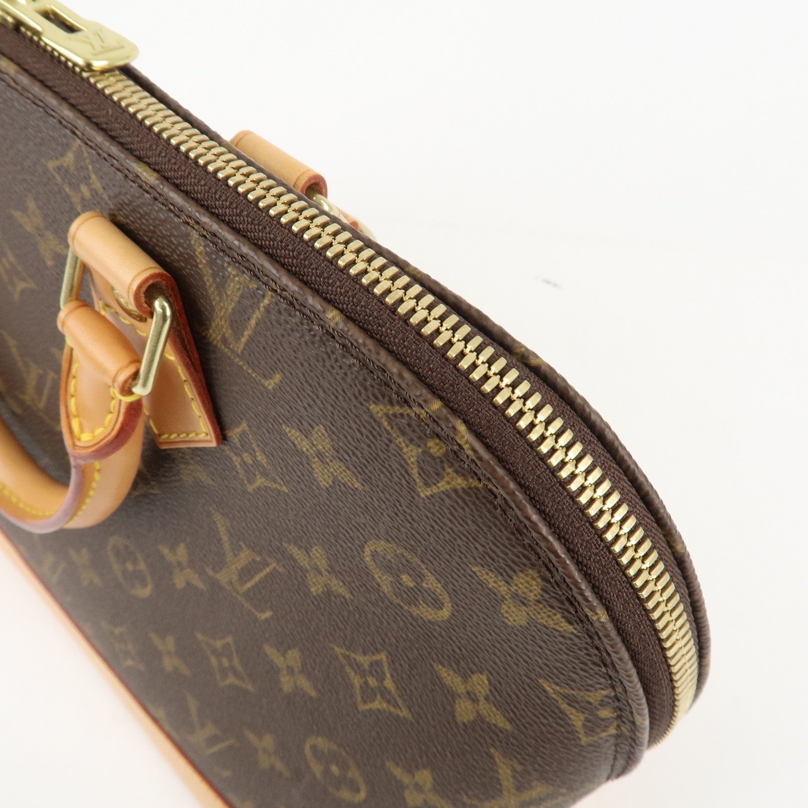 Louis Vuitton Monogram Alma Hand Bag Brown Gold Hardware M51130