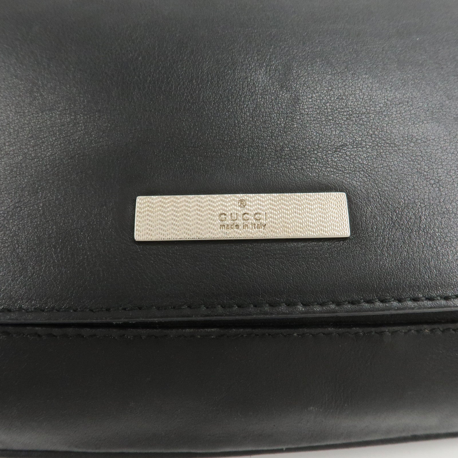 GUCCI Leather One-Shoulder Bag Black 001.3827 Used