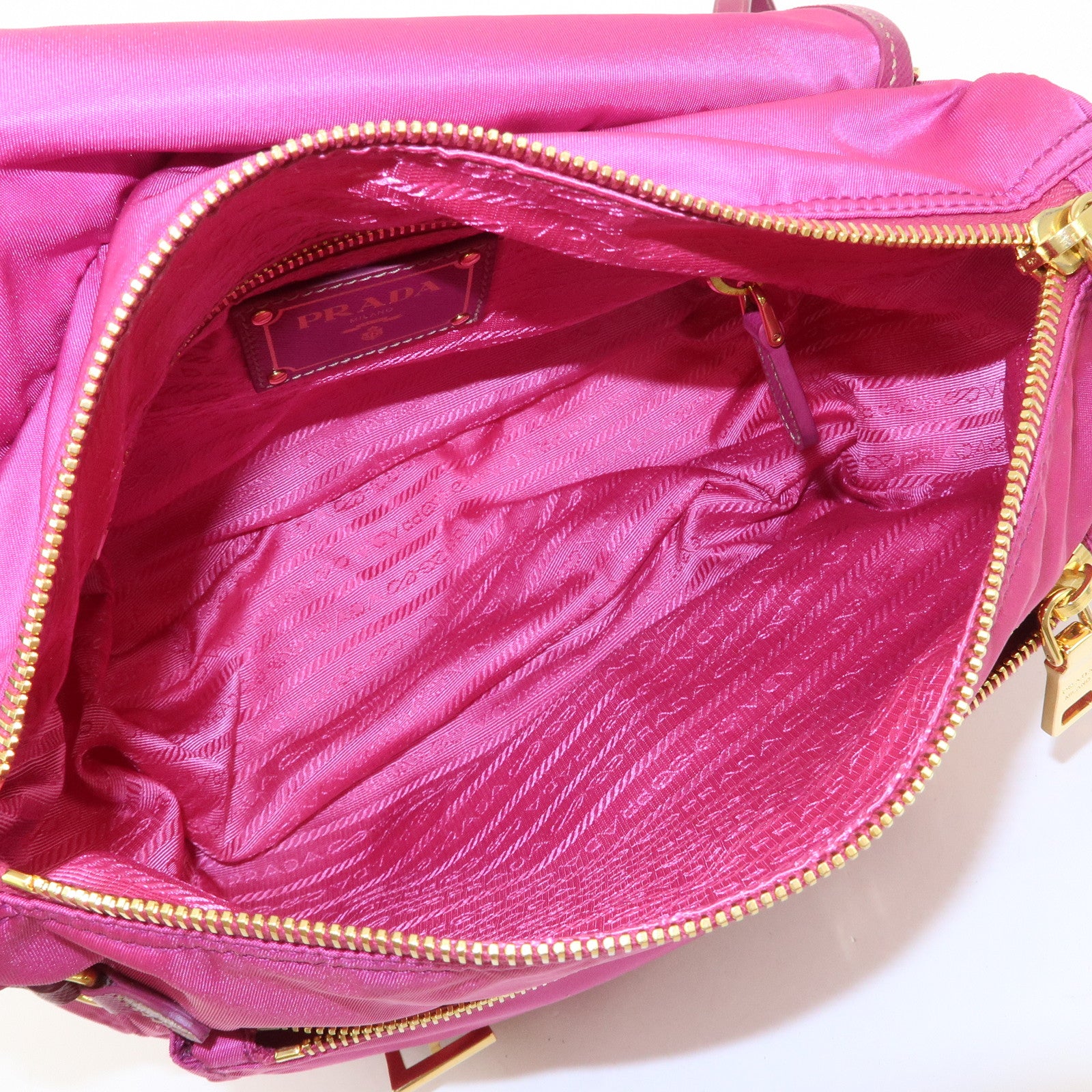 PRADA Nylon Leather Shoulder Bag Crossbody Bag Pink BT0687