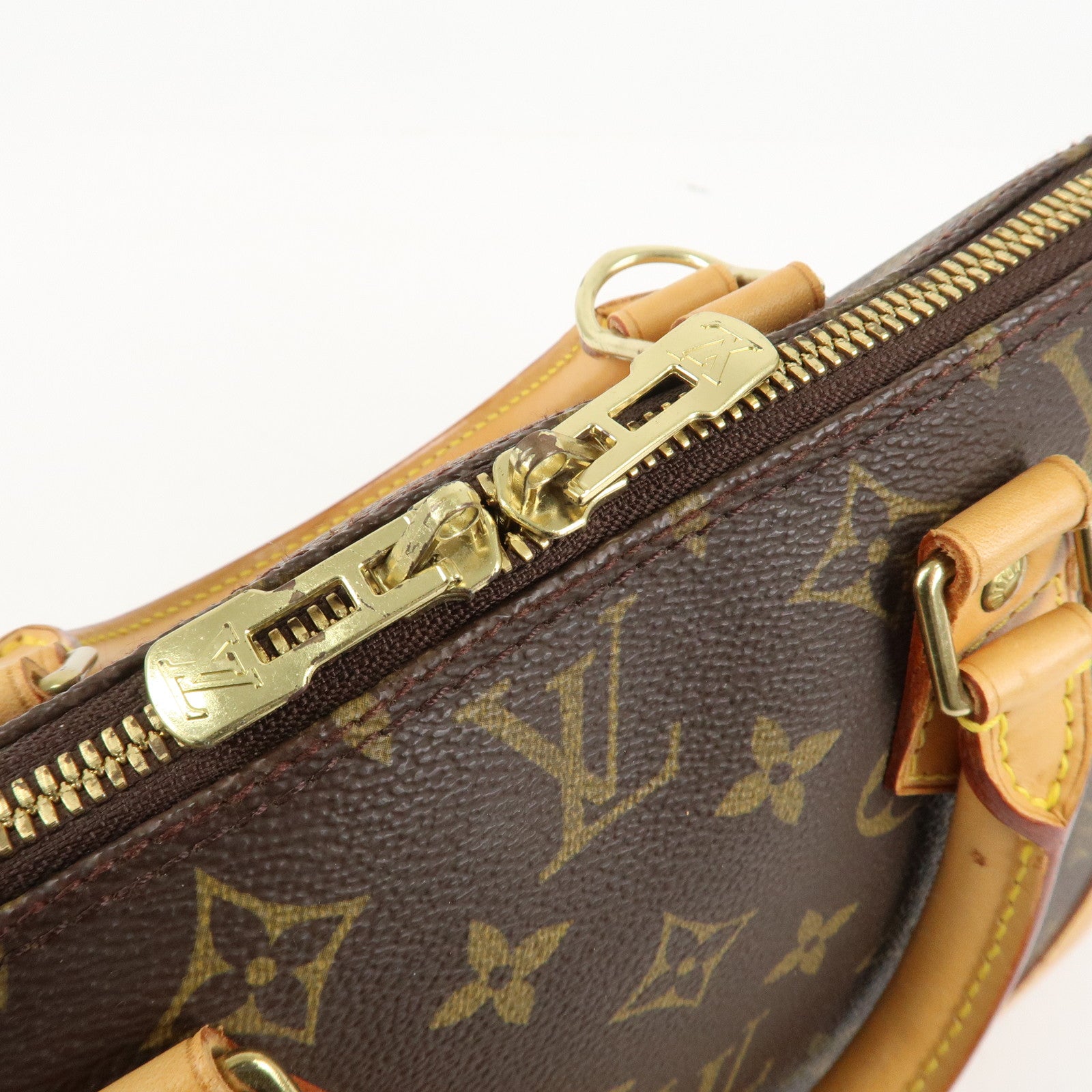 Louis Vuitton Monogram Alma Hand Bag Brown Gold Hardware M51130